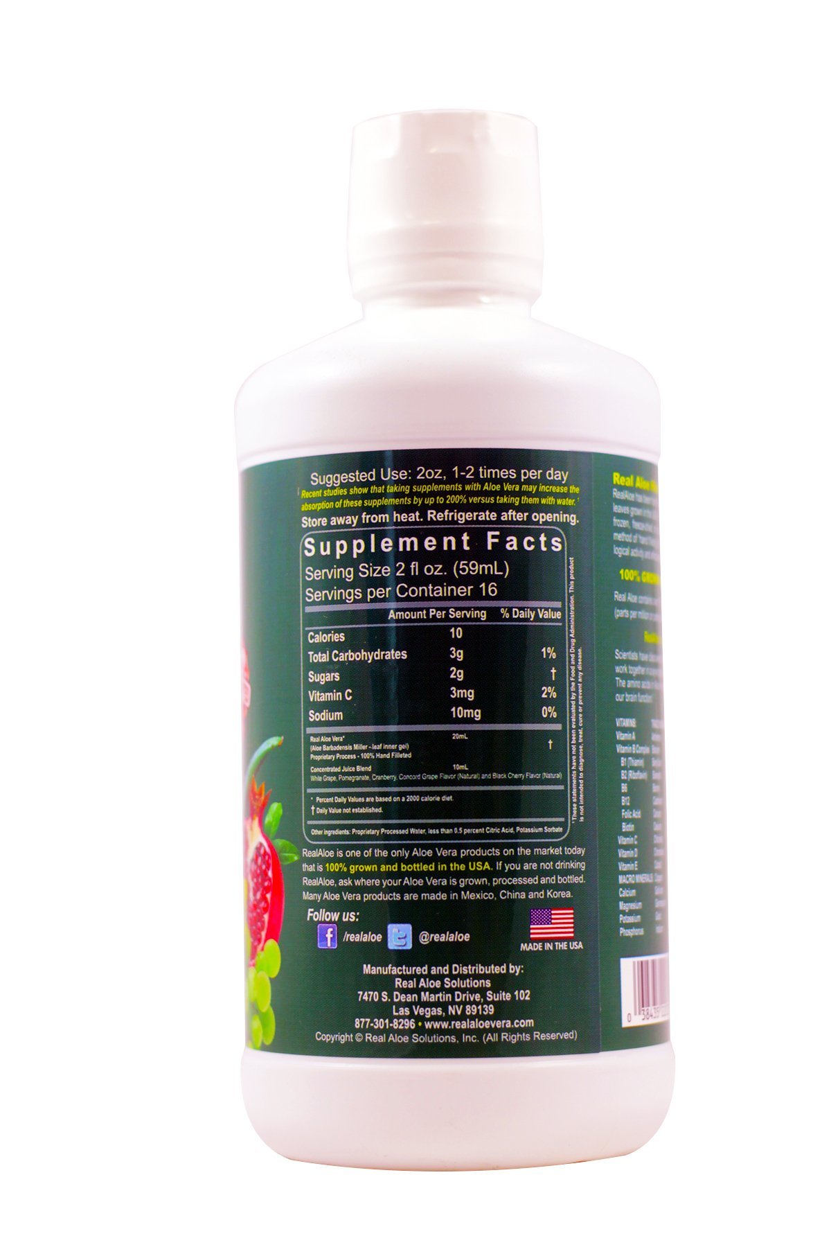 Foto 3 pulgar | Jugo De Aloe Vera Real Aloe Super 946 Ml 100% Puro - Venta Internacional.