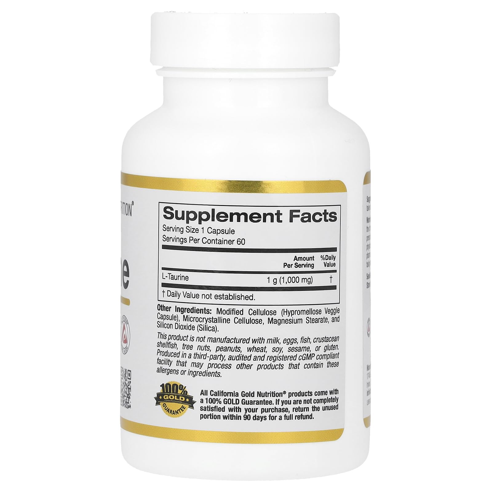 Foto 3 pulgar | Suplemento California Gold Nutrition L-taurina 1000 Mg 60 Cápsulas - Venta Internacional.
