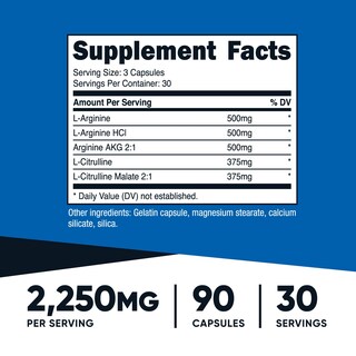 Foto 2 | Suplemento Nutricost Nitric Oxide Booster 2250 Mg 90 Cápsulas - Venta Internacional.