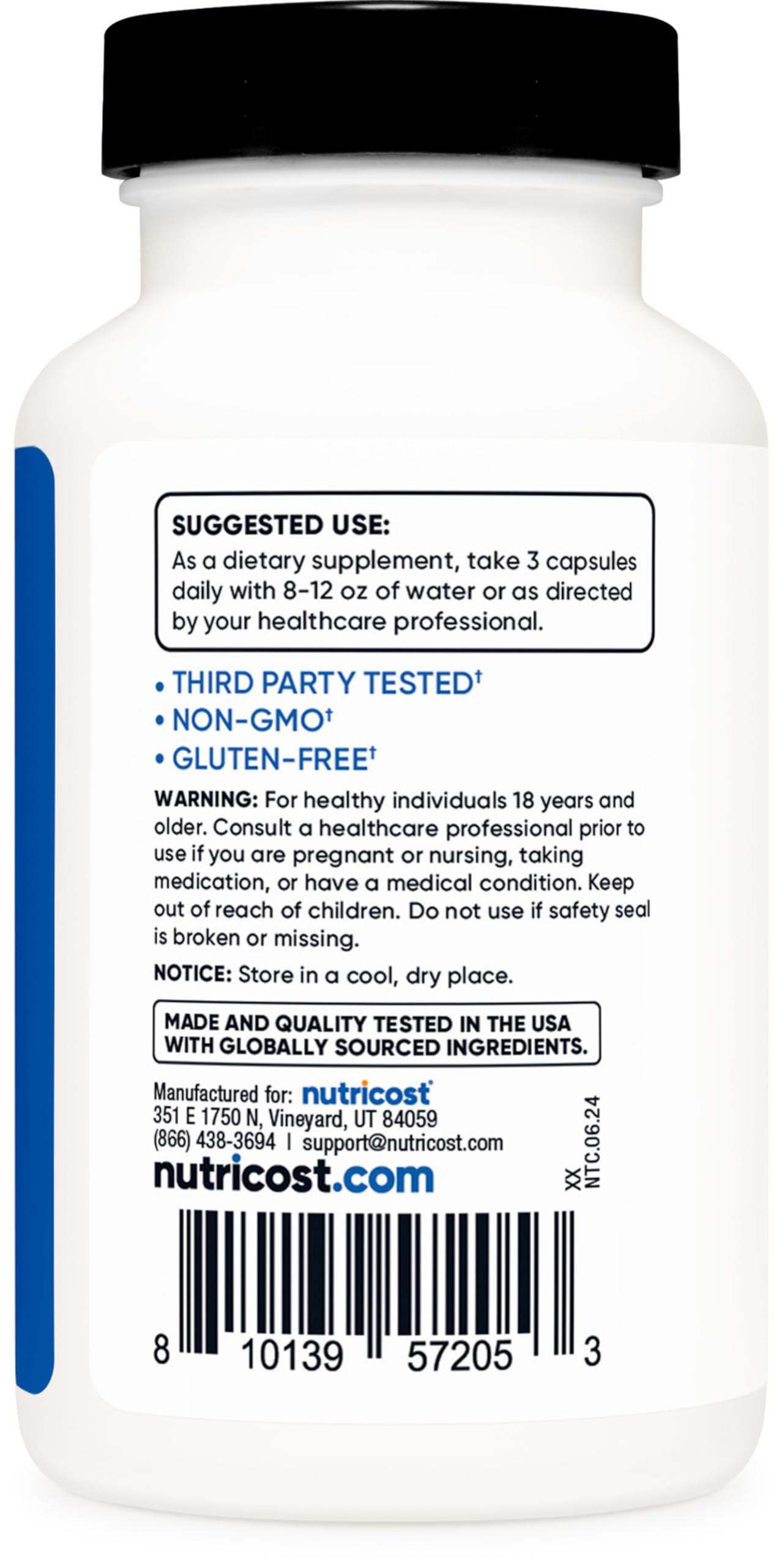 Foto 5 pulgar | Suplemento Nutricost Nitric Oxide Booster 2250 Mg 90 Cápsulas - Venta Internacional.
