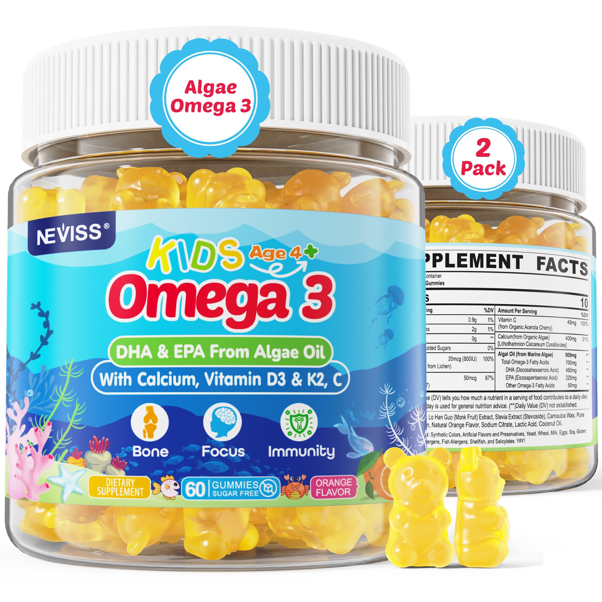 Foto 1 | Complementa Las Gomitas Omega 3 De Neviss Kids Con Calcio  Vitamina D3 Y K2 - Venta Internacional.