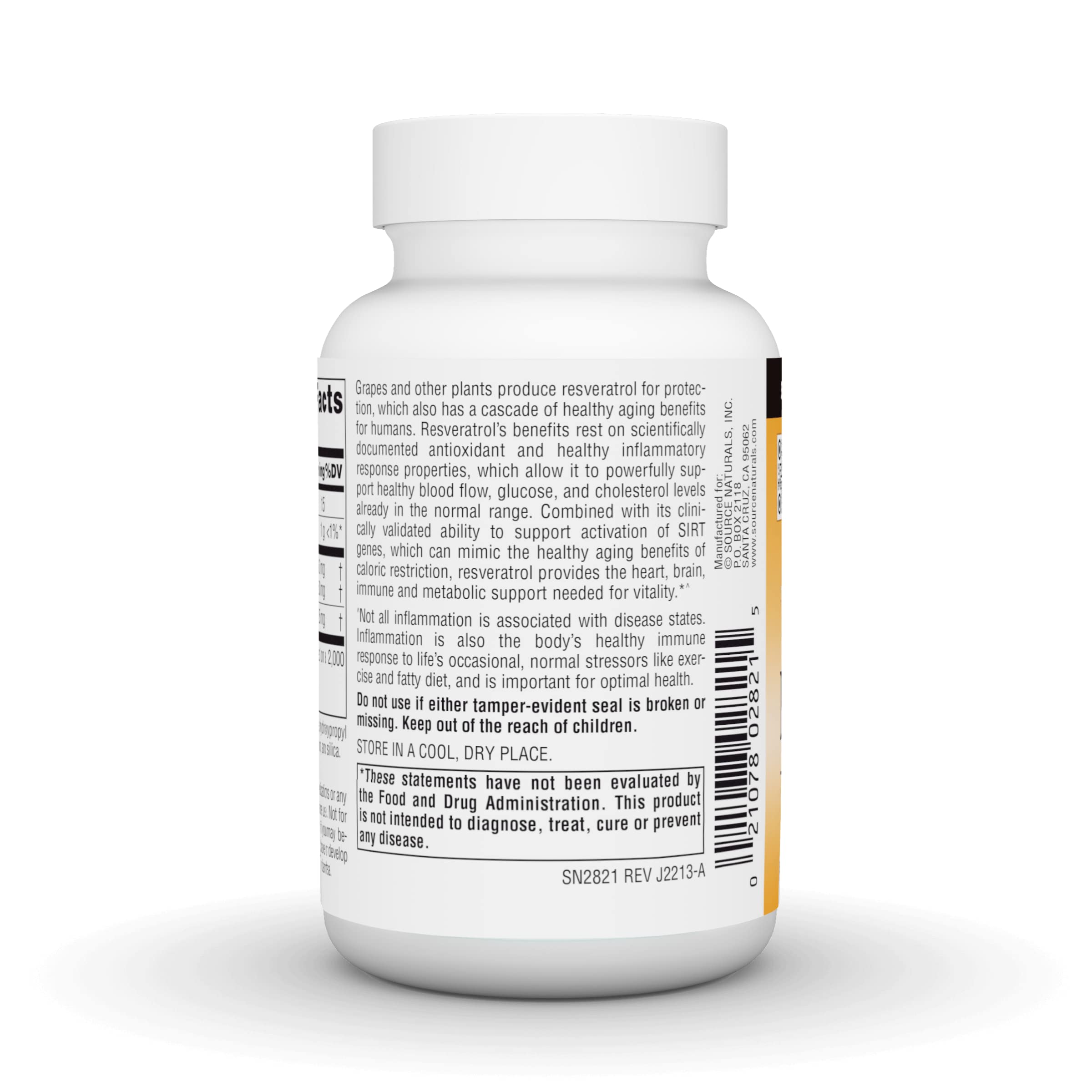 Foto 4 pulgar | Supplement Source Naturals Resveratrol 550 500 Mg - 30 Tabletas - Venta Internacional.