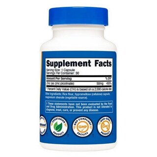 Foto 2 | Suplemento Nutricost Picolinato De Zinc 50 Mg 30 Cápsulas - Venta Internacional.