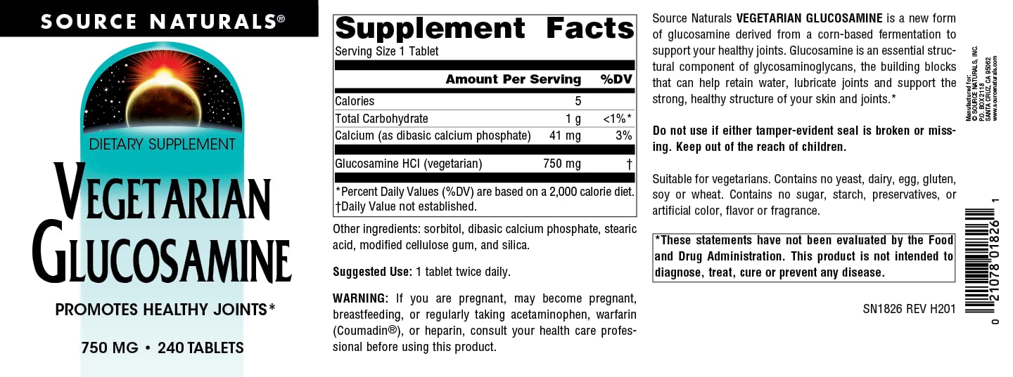 Foto 5 pulgar | Glucosamina Vegetariana Supplement Source Naturals 750 Mg - Venta Internacional.