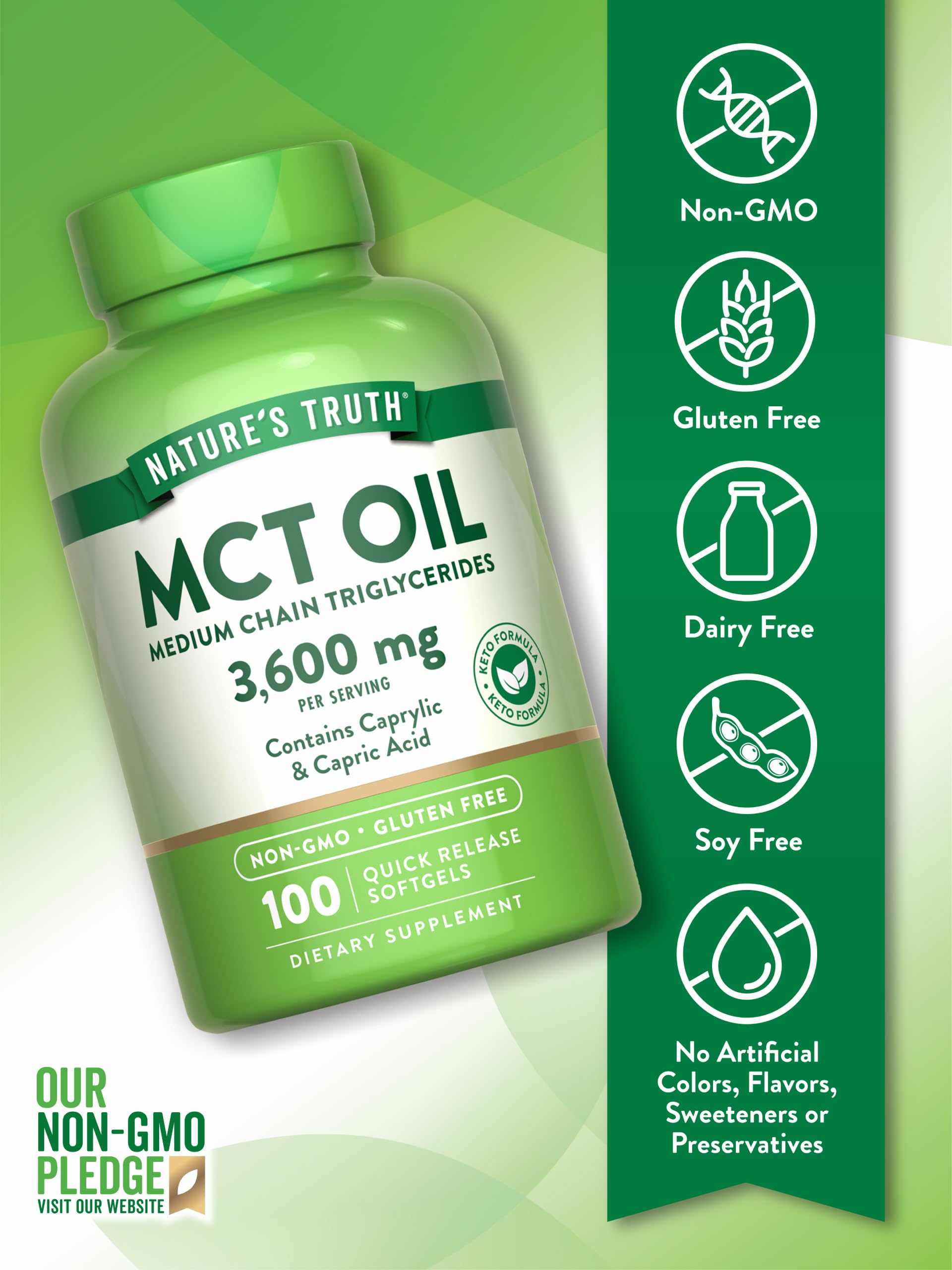 Foto 3 | Suplemento Nature's Truth Mct Oil  100 Cápsulas Blandas  Cetogénicas - Venta Internacional.