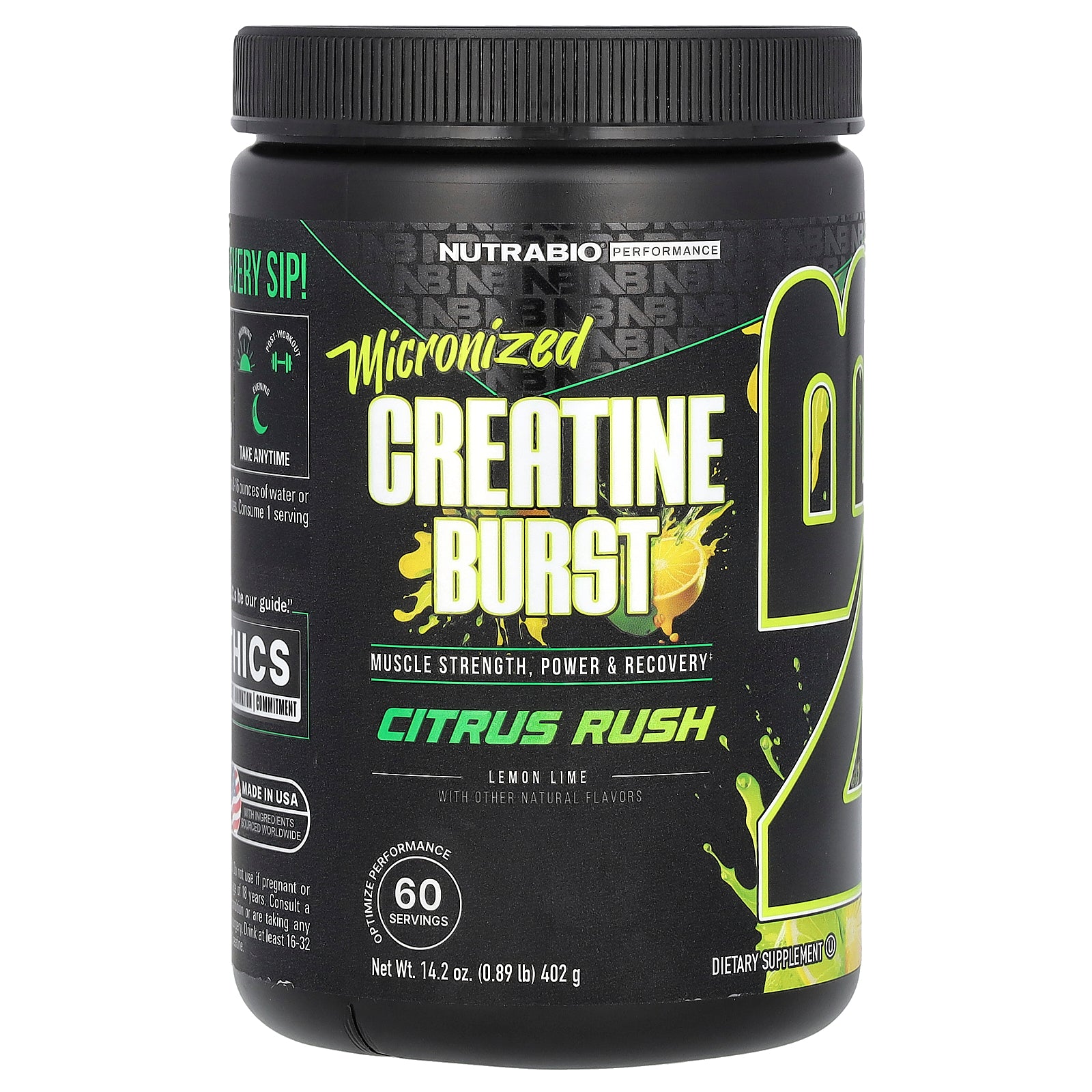 Foto 1 | Suplemento Nutrabio Micronized Creatine Burst 402 G Citrus Rush - Venta Internacional.