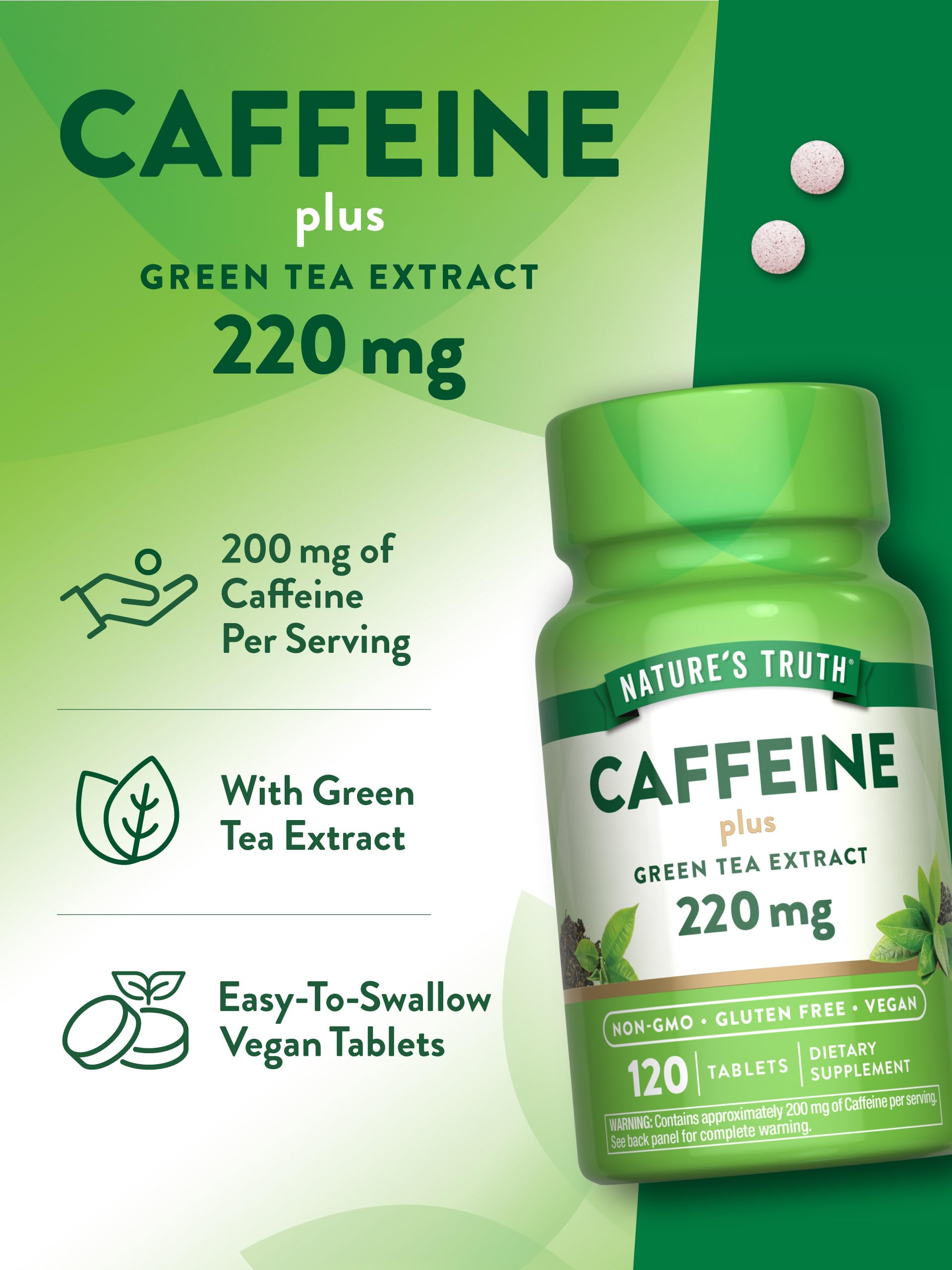 Foto 5 | Píldoras De Cafeína Nature's Truth 220 Mg 120 Tabletas Con Té Verde - Venta Internacional.