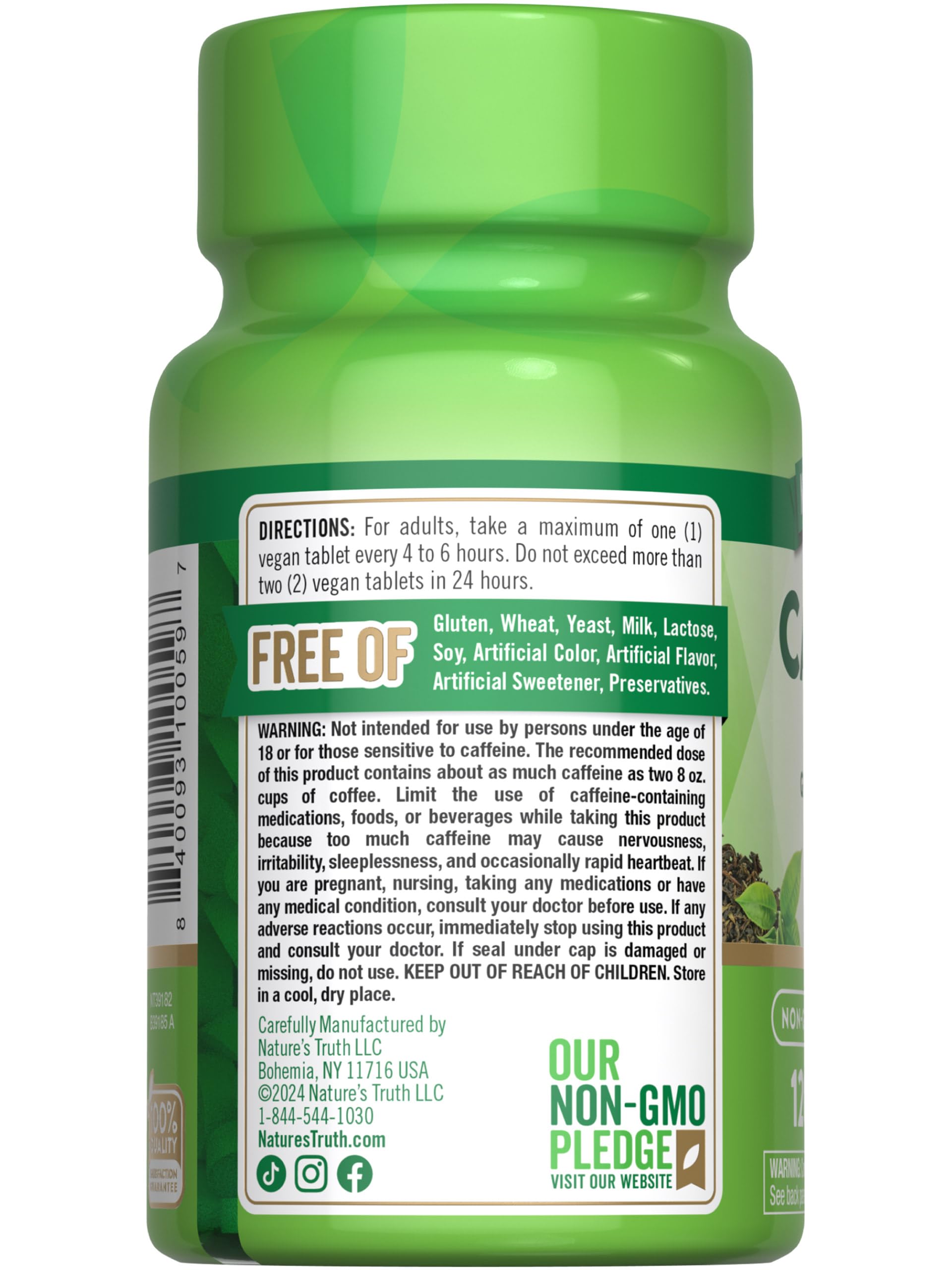 Foto 7 | Píldoras De Cafeína Nature's Truth 220 Mg 120 Tabletas Con Té Verde - Venta Internacional.