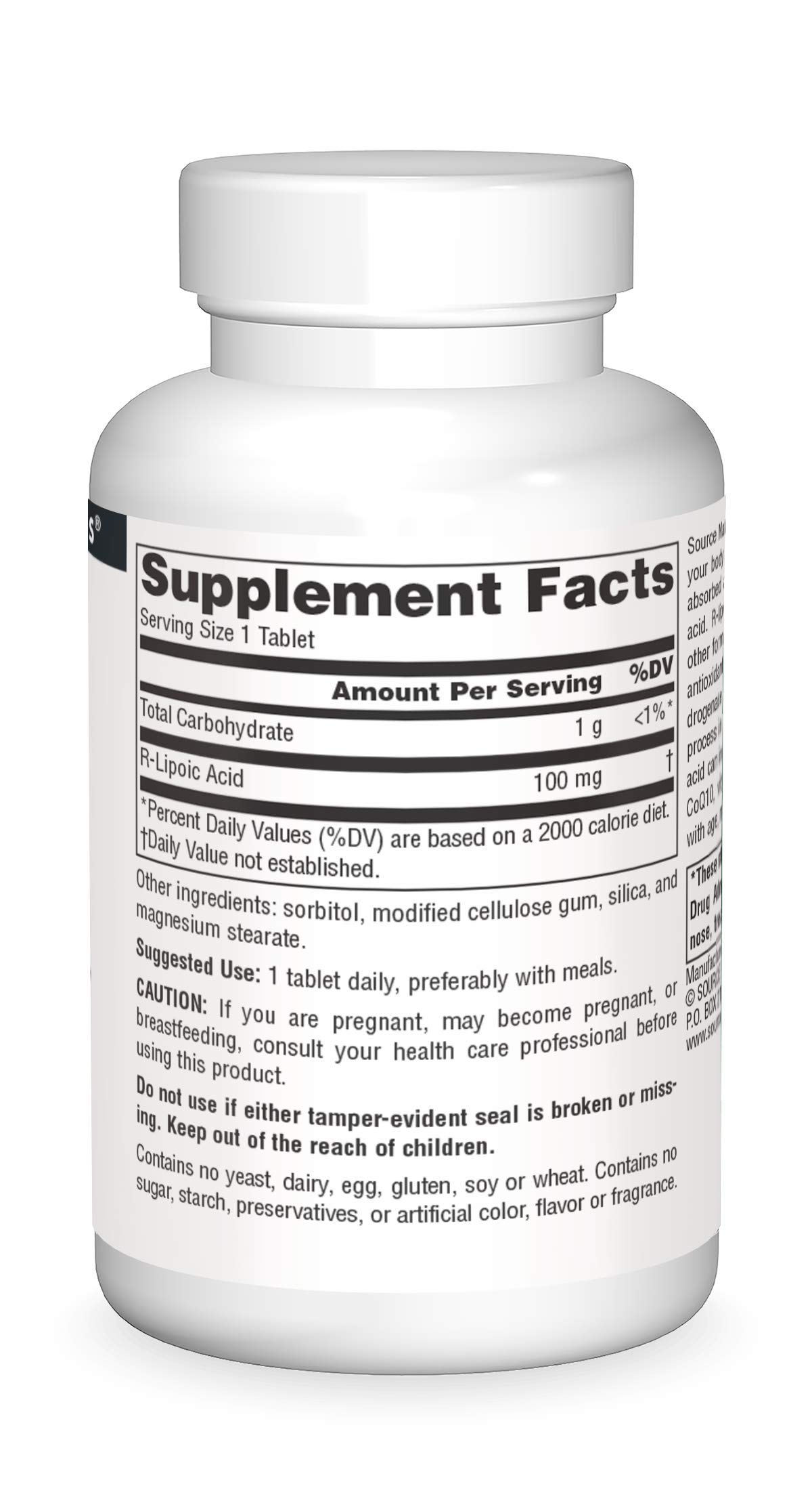 Foto 4 pulgar | Supplement Source Naturals Ácido R-lipoico 100 Mg - 60 Comprimidos - Venta Internacional.