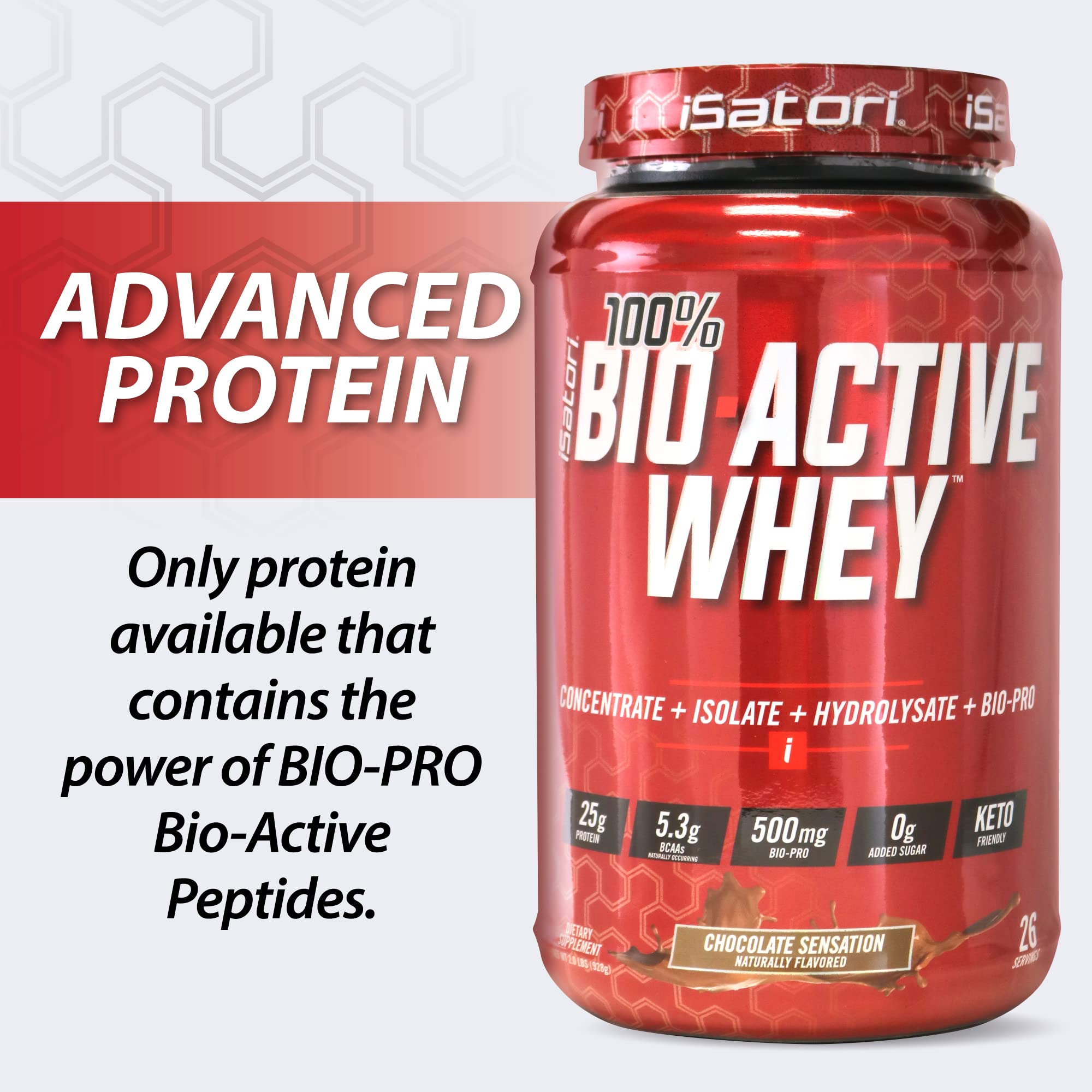 Foto 7 | Whey Protein Isatori  Chocolate 100% Bioactivo  650 G (26 Porciones) - Venta Internacional.