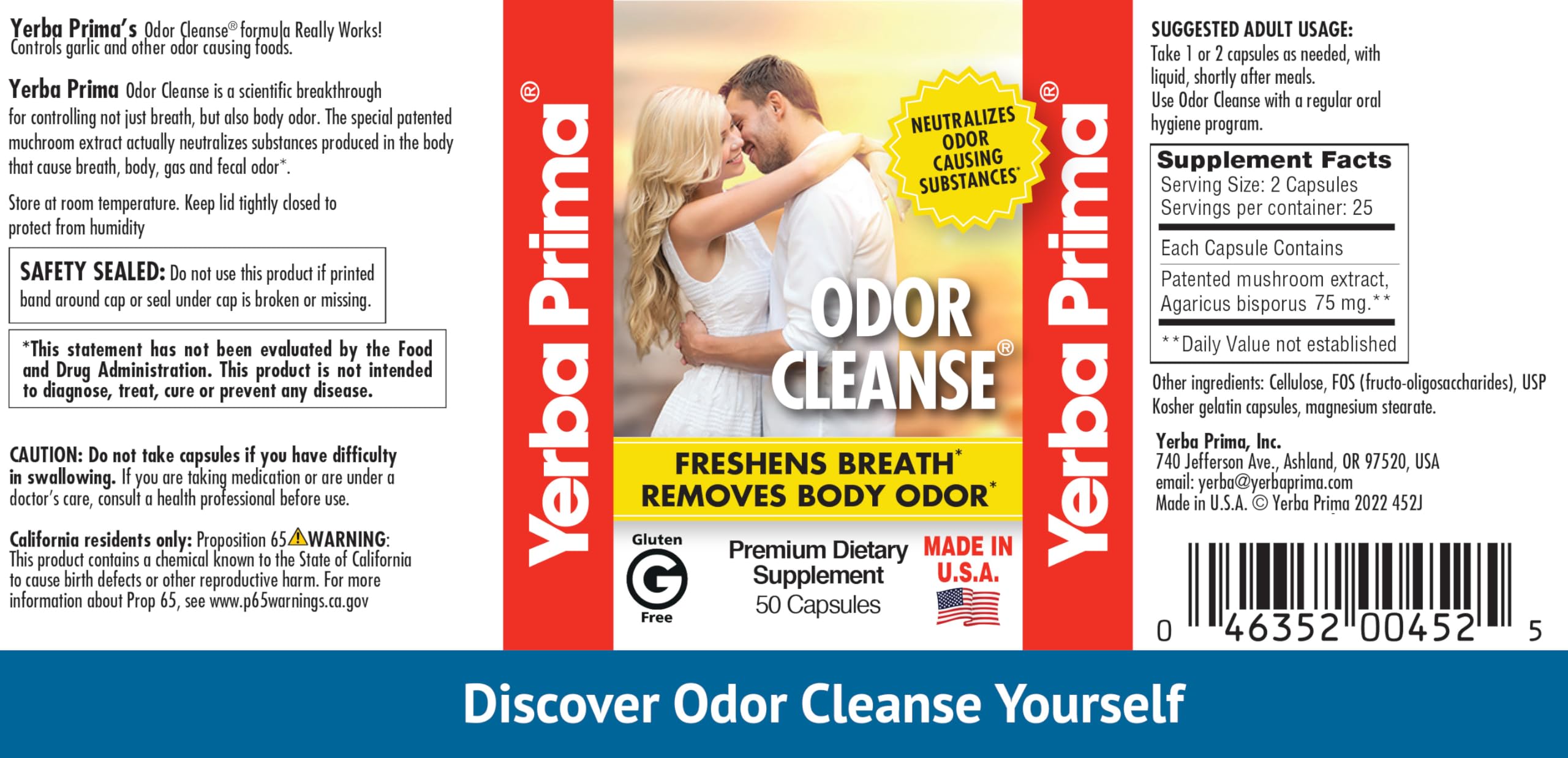 Foto 4 pulgar | Suplemento Yerba Prima Odor Cleanse  50 Cápsulas  Extracto Premium - Venta Internacional.