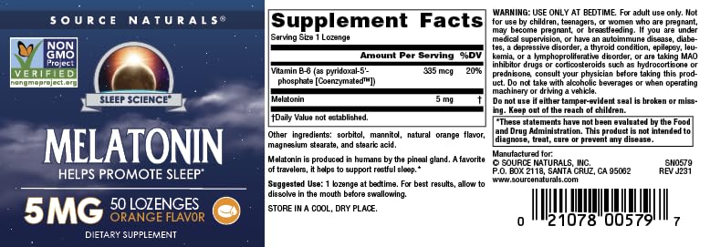 Foto 7 pulgar | Melatonina Supplement Source Naturals  5 Mg  50 Pastillas De Naranja - Venta Internacional.