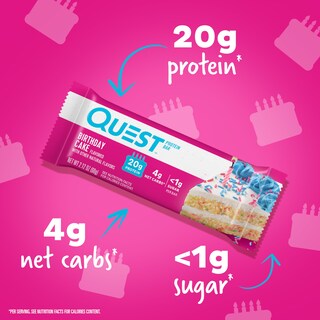 Foto 2 | Protein Bar Quest Sabor Tarta De Cumpleaños 20 G 12 Barras - Venta Internacional.