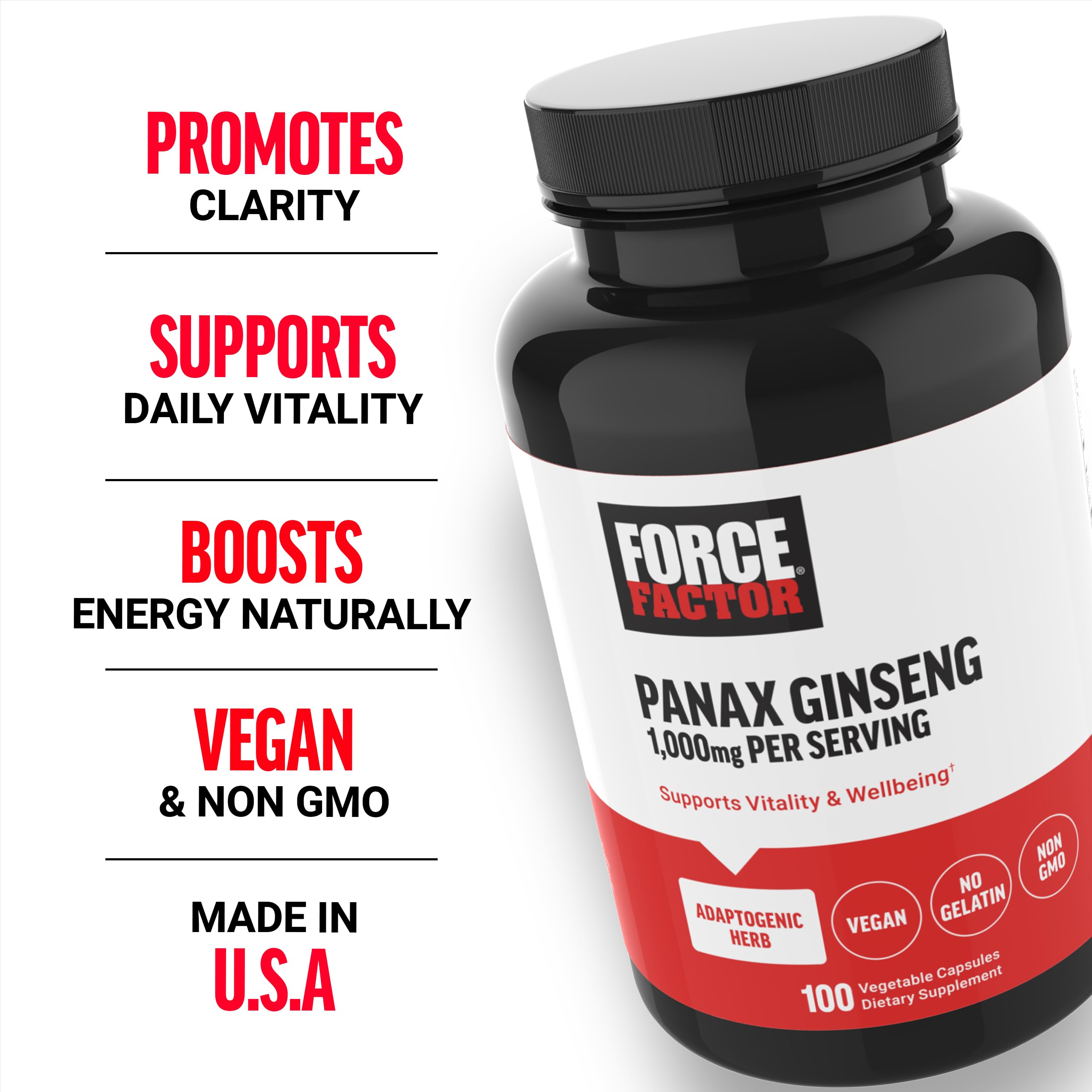 Foto 3 pulgar | Suplemento Force Factor Panax Ginseng 100 Cápsulas - Venta Internacional.