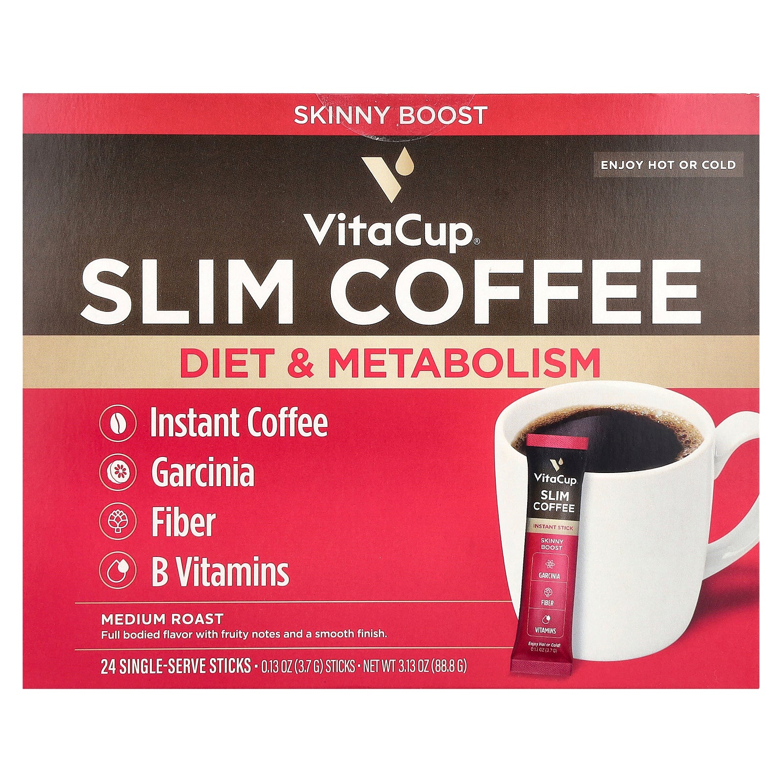 Foto 2 pulgar | Café Vitacup Slim Instant Medium Toast 24 Barras De 3 7 G - Venta Internacional.