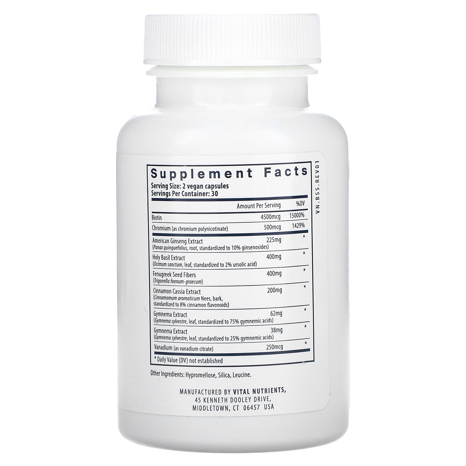 Foto 3 pulgar | Supplement Vital Nutrients Blood Sugar Support 60 Cápsulas Veganas - Venta Internacional.