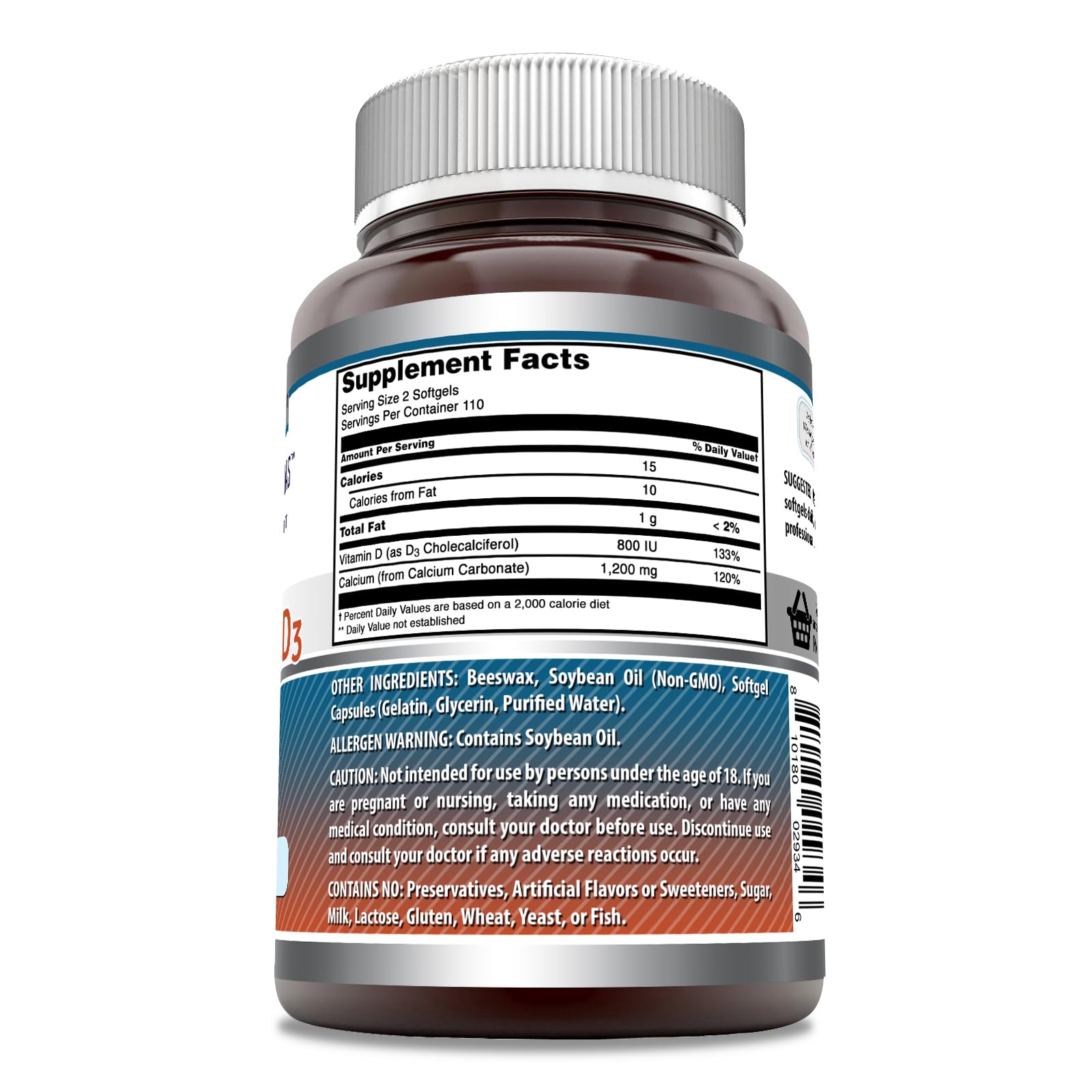 Foto 4 pulgar | Suplemento De Calcio Amazing Formulas 220 Cápsulas Blandas Con Vitamina D3 - Venta Internacional.