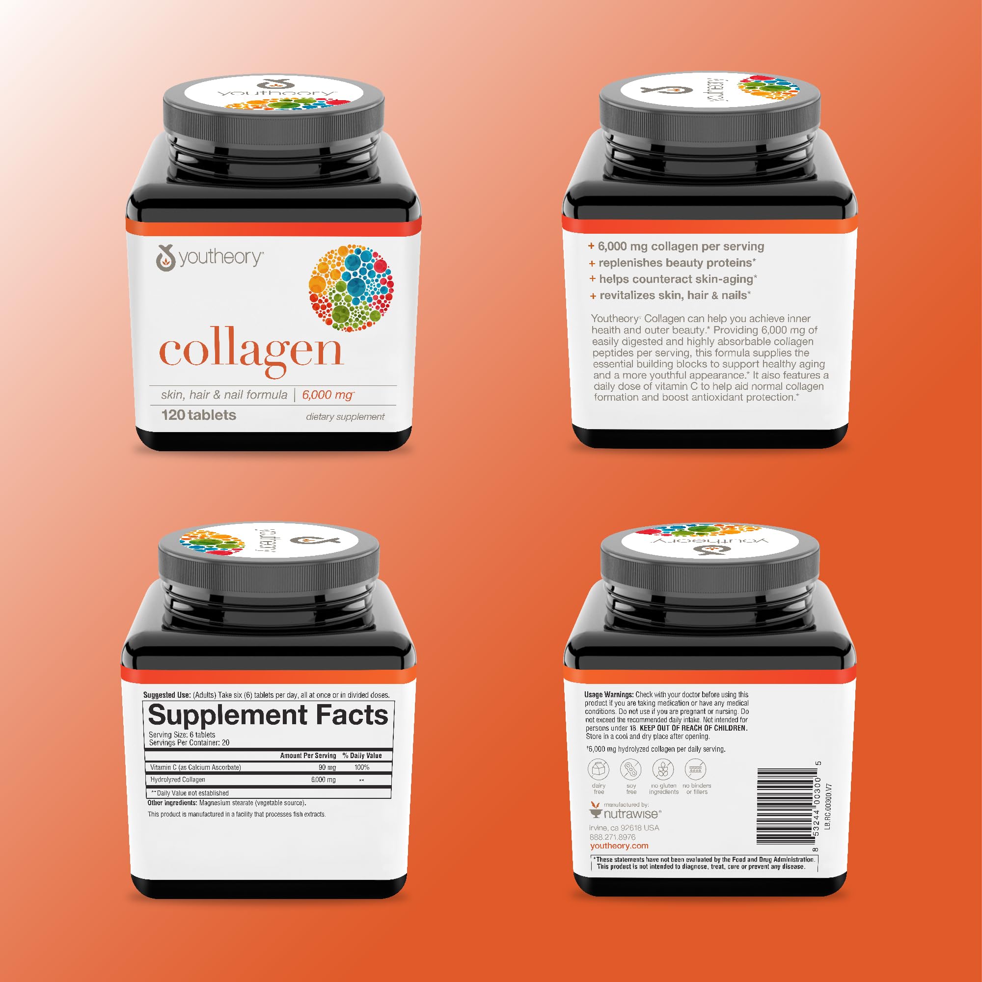 Foto 6 | Suplementos De Colágeno Youtheory Advanced De 6.000 Mg Con Vitamina C - Venta Internacional.