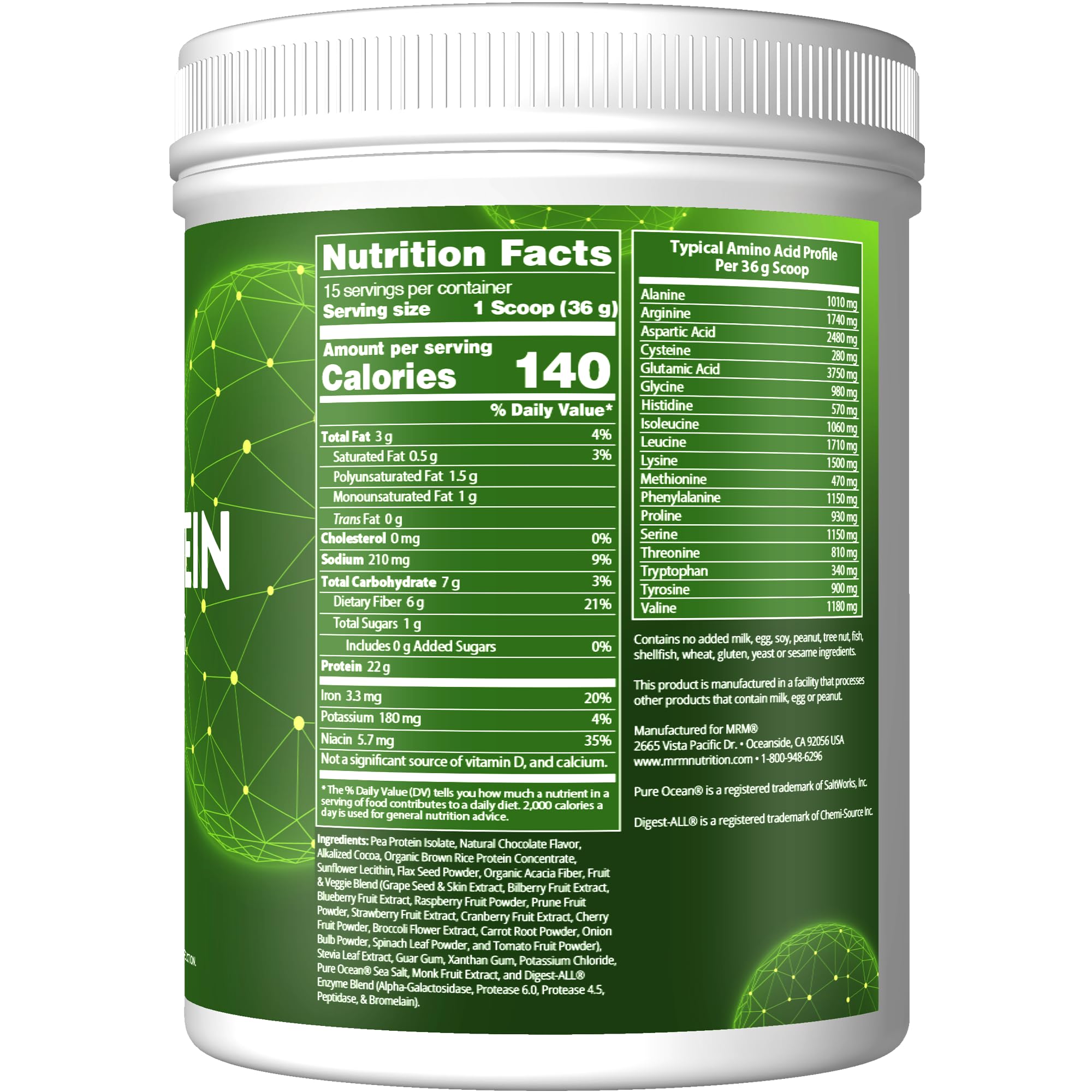 Foto 2 | Veggie Protein Mrm Nutrition Sabor Chocolate  30 Porciones - Venta Internacional.