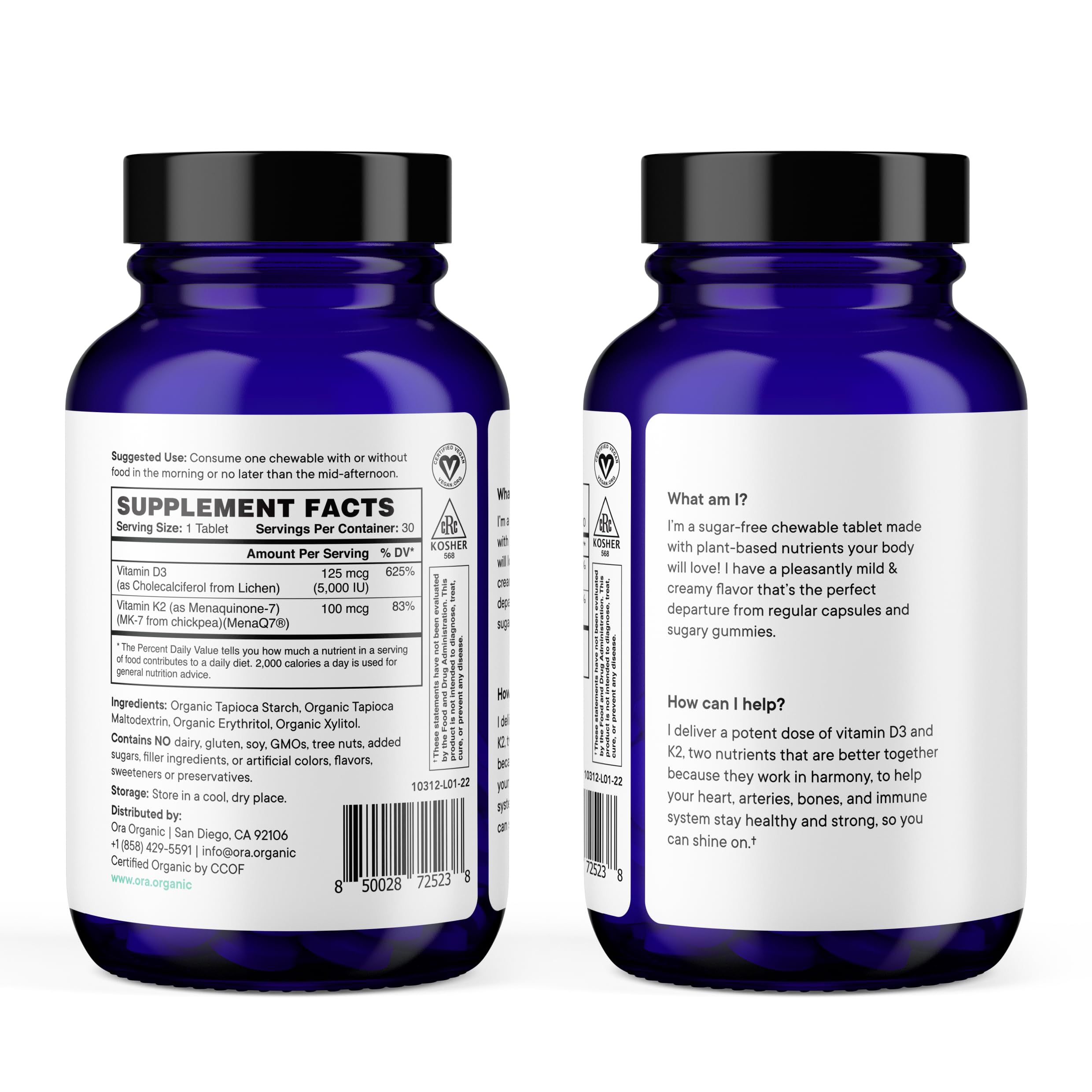 Foto 5 | Suplemento Ora De Vitamina D3 Orgánica 5000 Ui + K2 30 Tabletas - Venta Internacional.