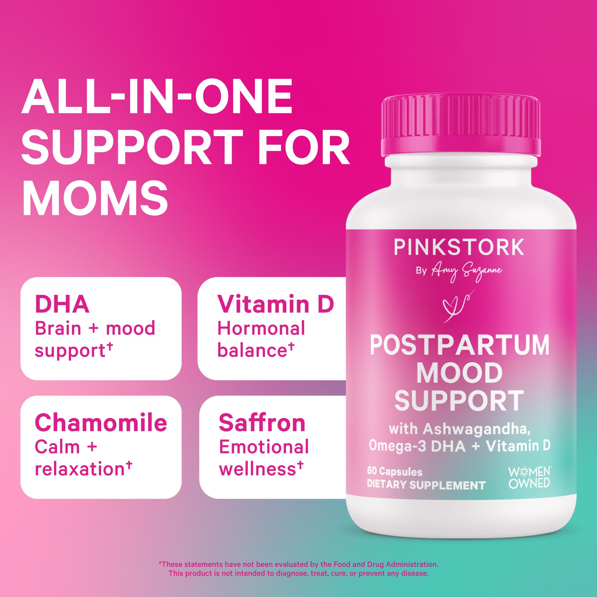 Foto 2 | Suplemento Pink Stork Post-partum Mood Support 60 Cápsulas - Venta Internacional.