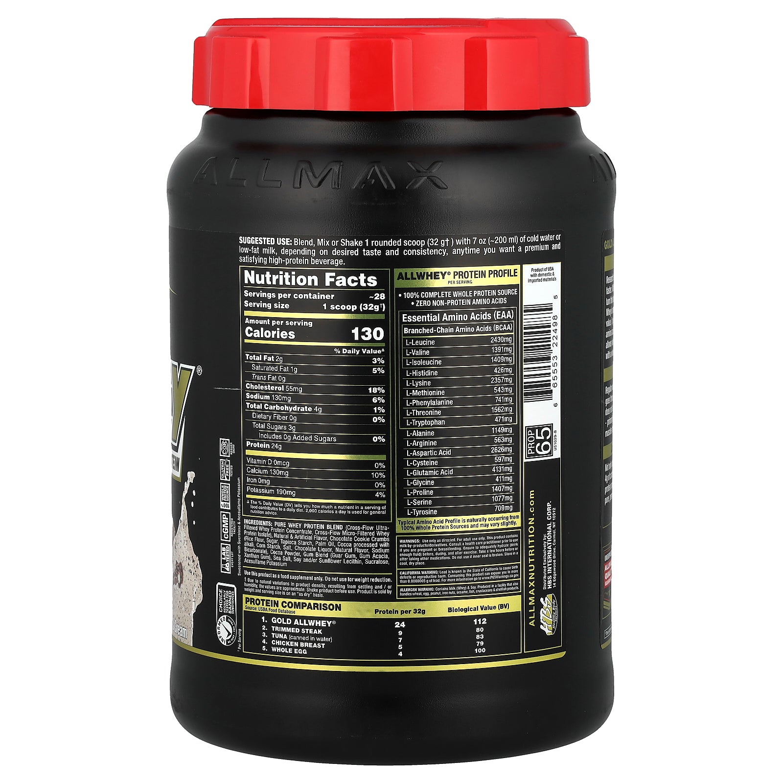 Foto 3 pulgar | Galletas Y Crema Whey Protein Allmax Gold Allwhey 907 G - Venta Internacional.
