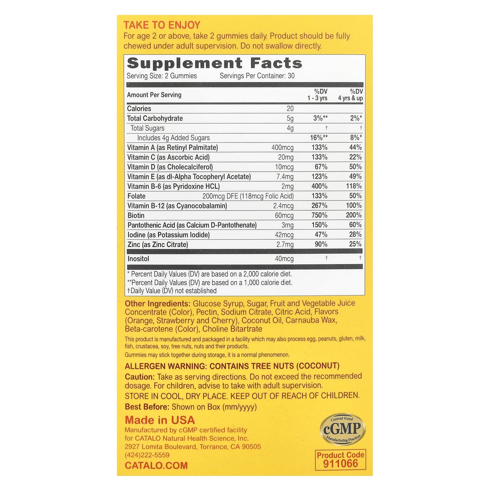 Foto 3 pulgar | Suplemento Catalo Kids Growth Multivitaminas Gomitas 60 Unidades - Venta Internacional.