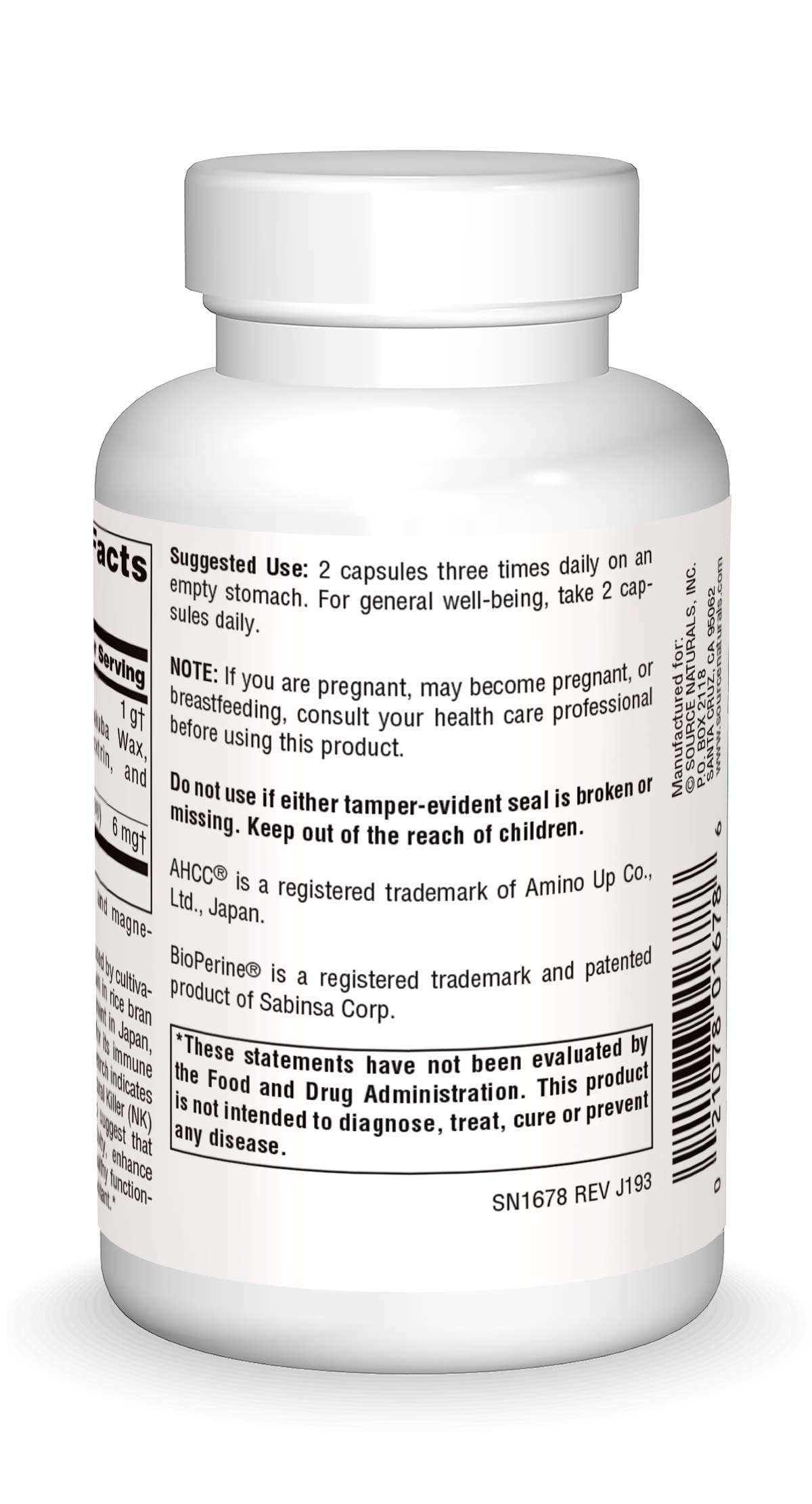 Foto 3 pulgar | Suplemento Source Naturals Ahcc Con Bioperina 500 Mg 60 Cápsulas - Venta Internacional.