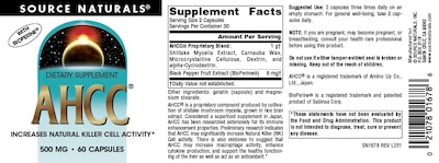 Foto 4 | Suplemento Source Naturals Ahcc Con Bioperina 500 Mg 60 Cápsulas - Venta Internacional.