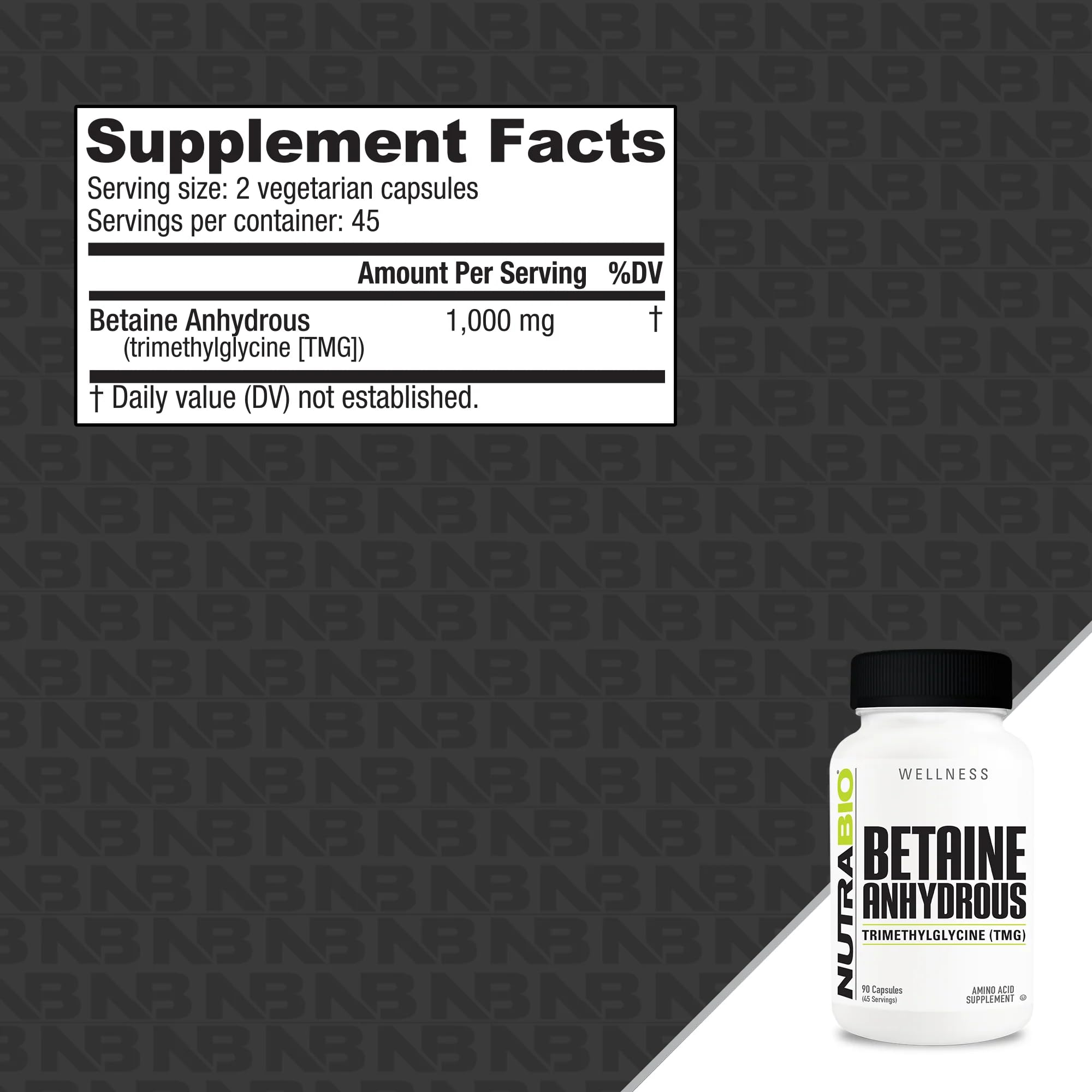 Foto 3 pulgar | Suplemento Nutrabio Tmg (trimetilglicina) En Cápsulas De 500 Mg - Venta Internacional.