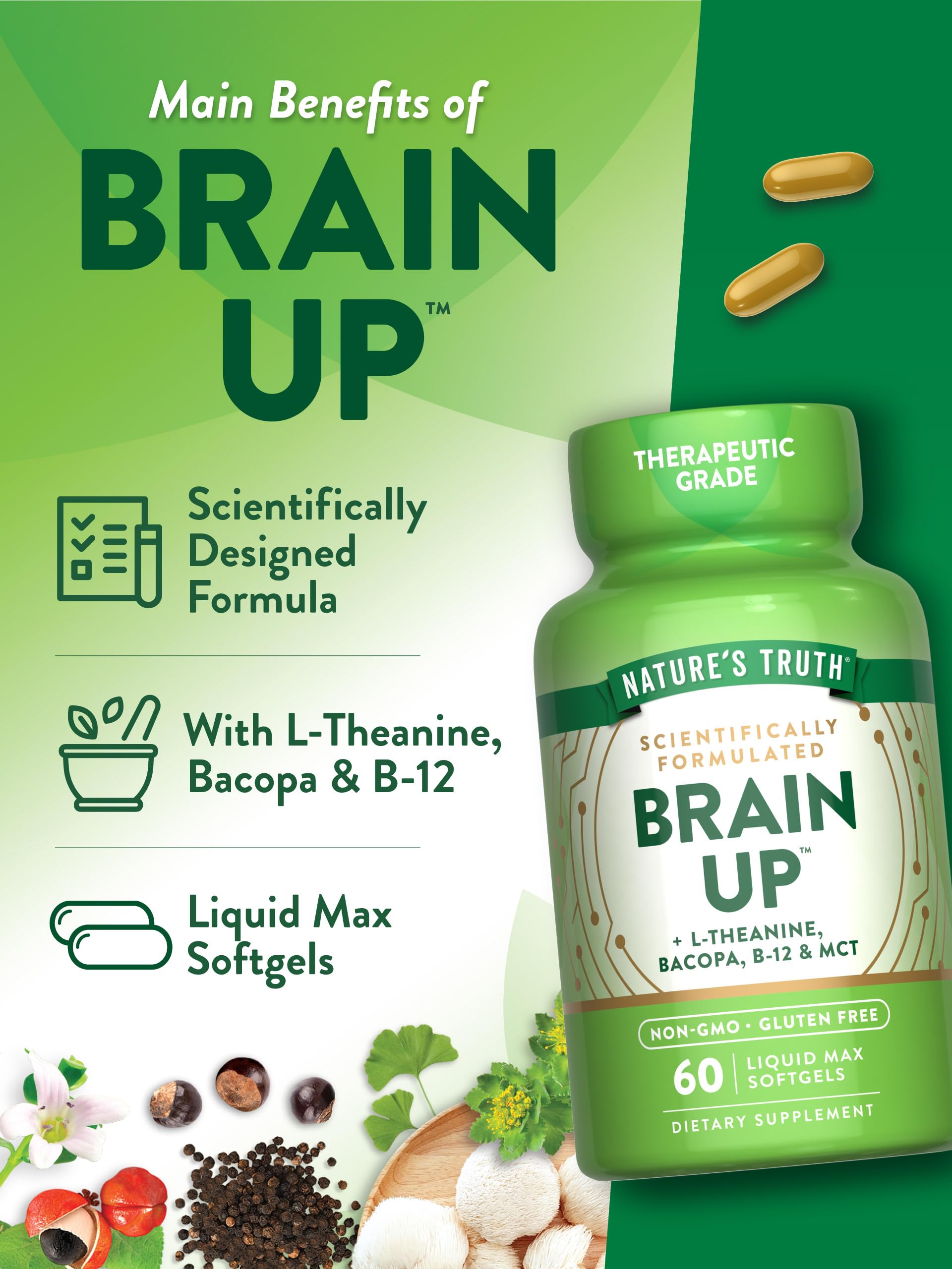 Foto 6 pulgar | Suplemento De Cápsulas Blandas Brain Up De Nature's Truth  60 Unidades - Venta Internacional.
