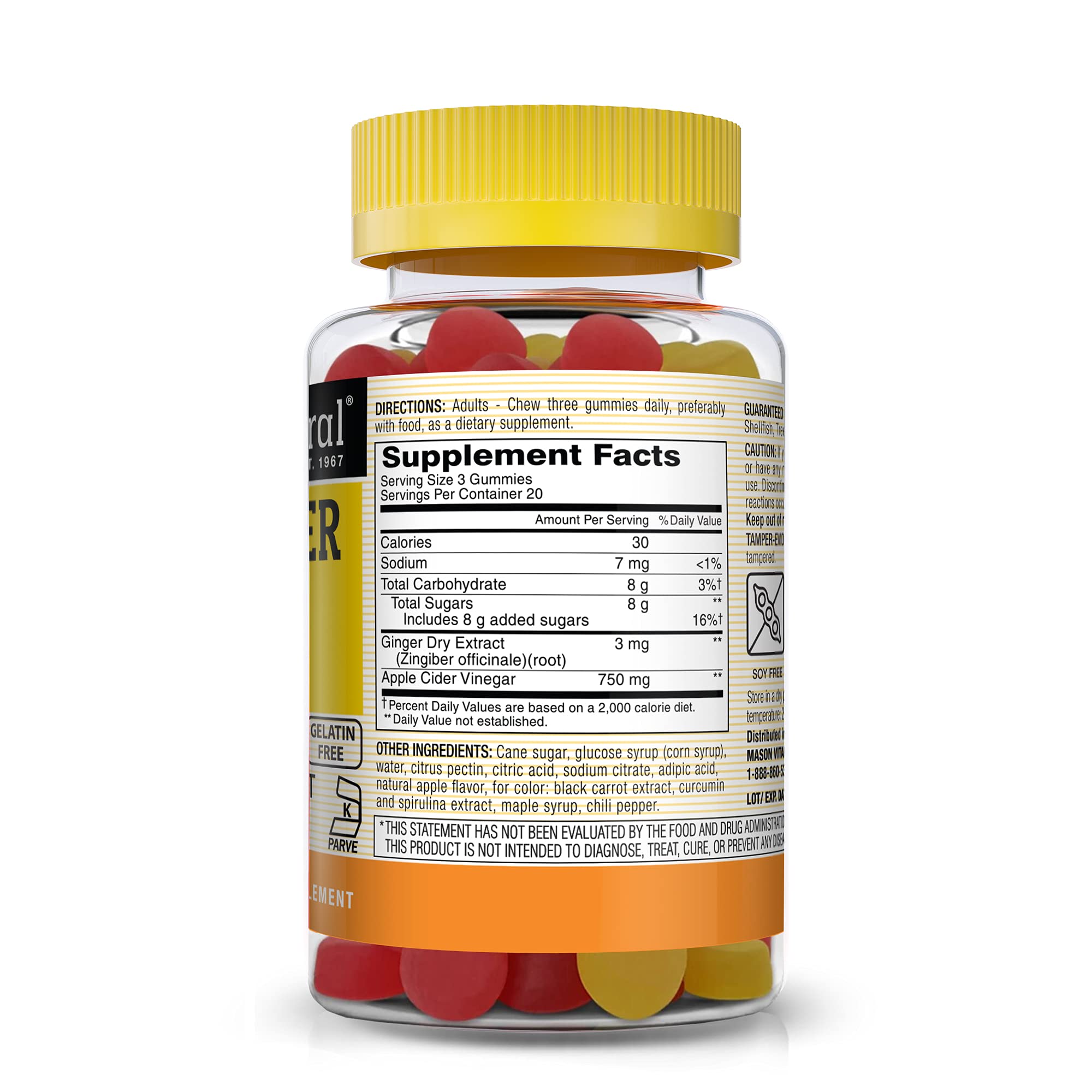 Foto 2 | Suplemento De Vinagre De Sidra De Manzana Natural Mason  750 Mg  60 Gomitas - Venta Internacional.