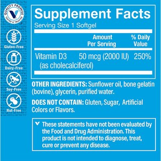 Foto 3 | Complementa La Vitamina D3 De The Vitamin Shoppe Con 2000 Ui Y 200 Cápsulas Blandas - Venta Internacional.