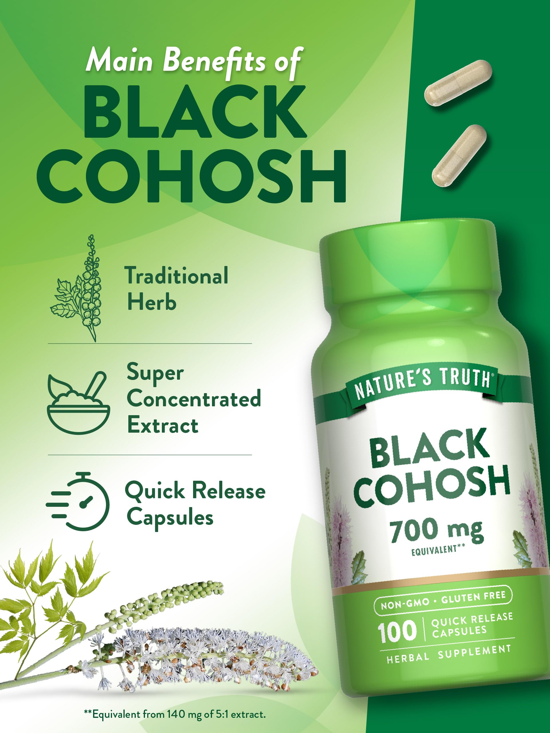 Foto 6 pulgar | Suplemento Nature's Truth Black Cohosh 100 Cápsulas - Venta Internacional.