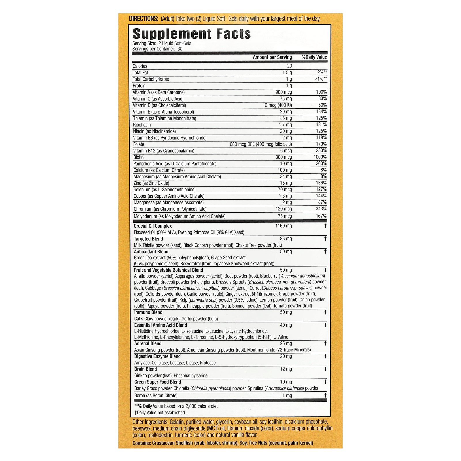 Foto 2 | Suplemento Nature's Secret Women's 73 Nutrient 60 Cápsulas Blandas - Venta Internacional.
