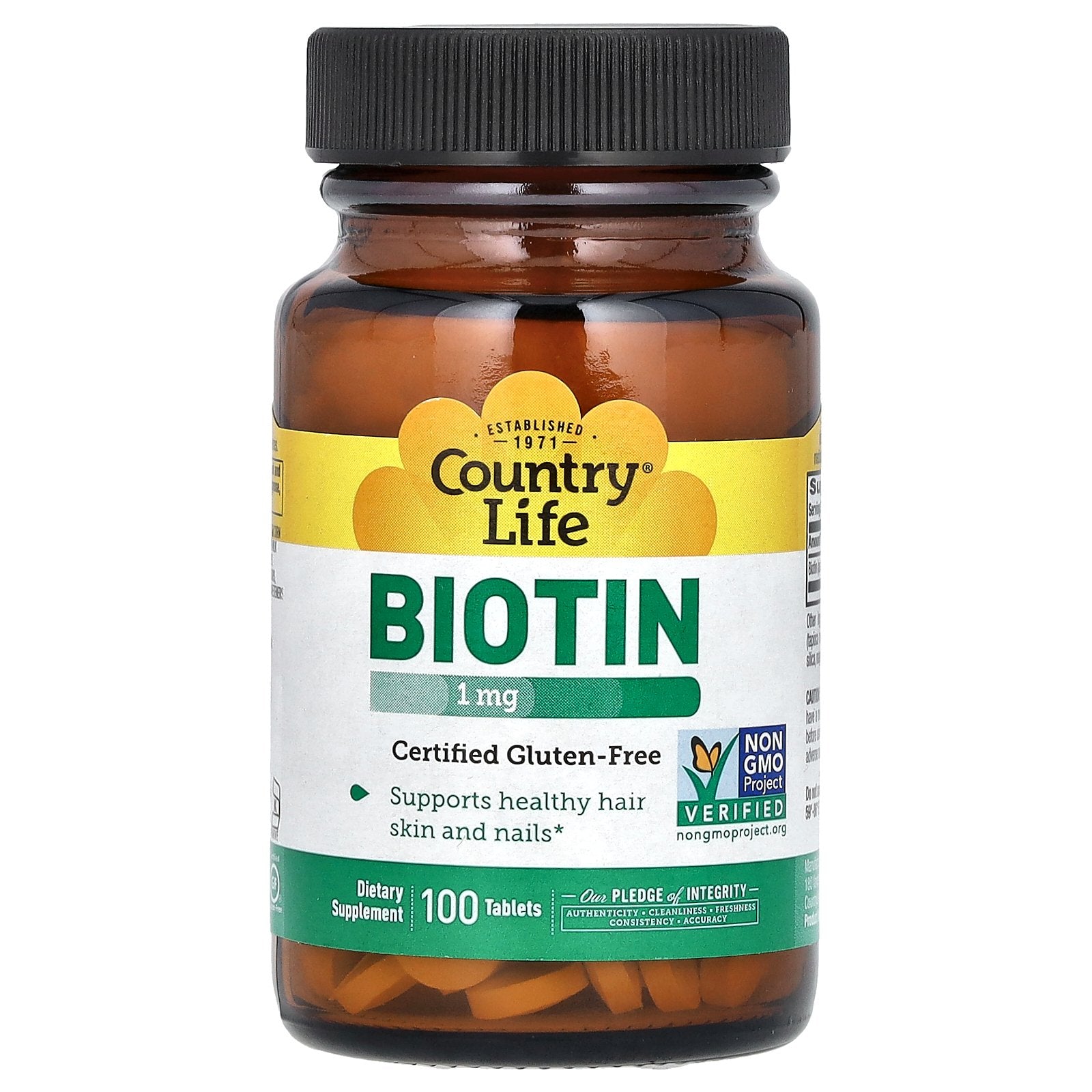 Foto 2 pulgar | Suplemento Country Life Biotina 1 Mg 100 Comprimidos - Venta Internacional.