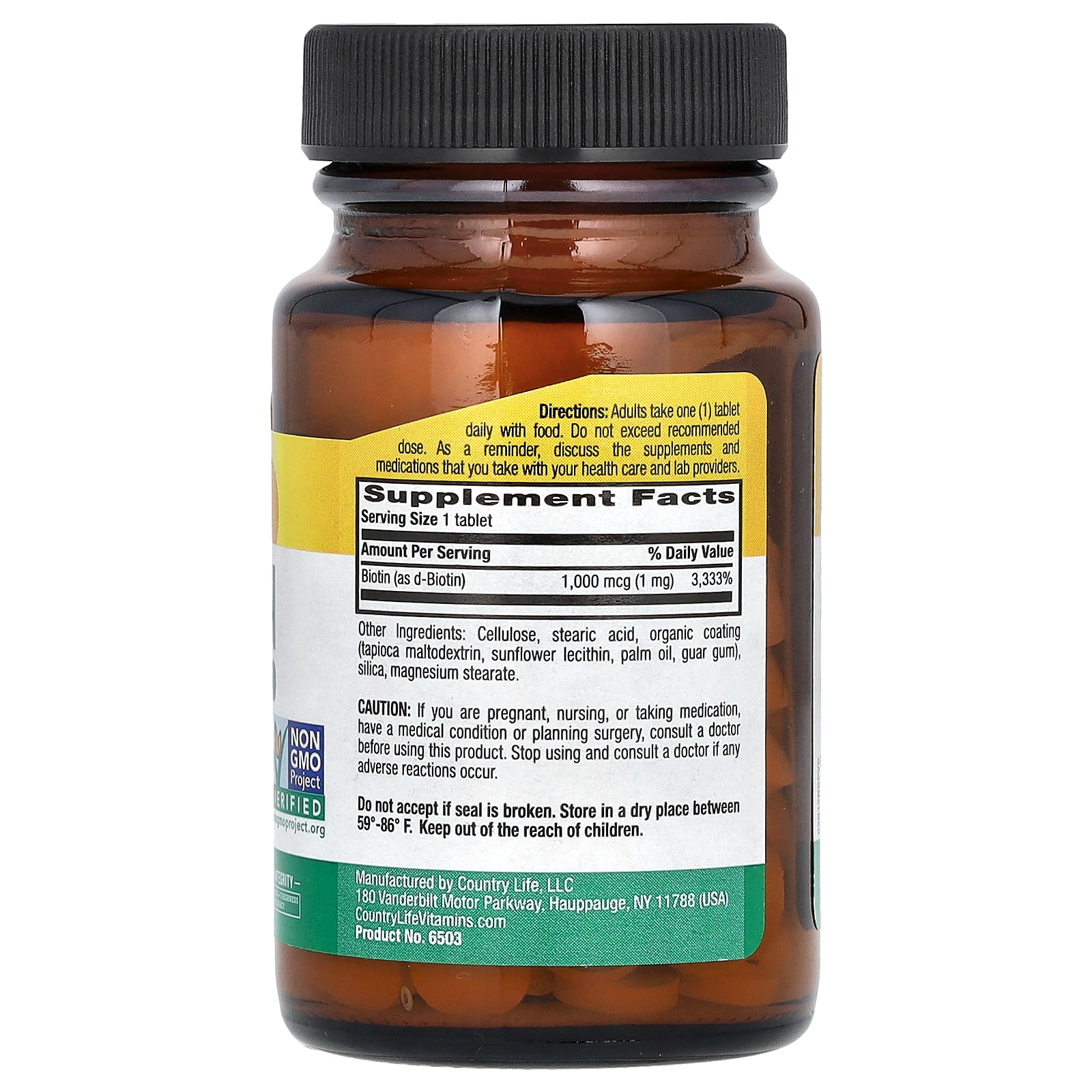 Foto 3 pulgar | Suplemento Country Life Biotina 1 Mg 100 Comprimidos - Venta Internacional.