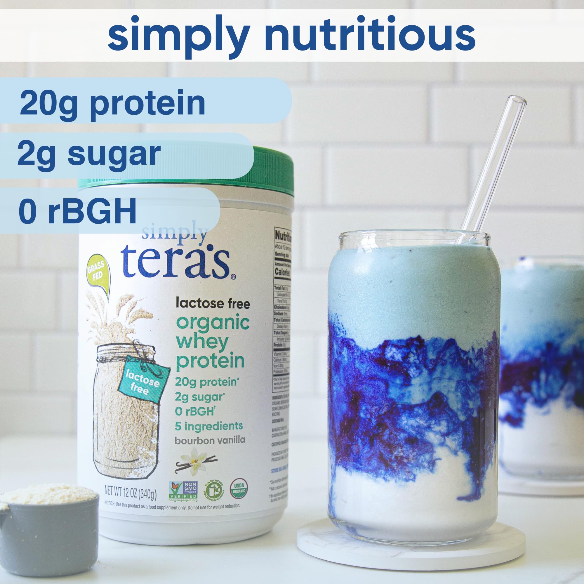 Foto 4 pulgar | Proteína En Polvo Simply Tera's  Suero Orgánico Sin Lactosa  12 Onzas - Venta Internacional.