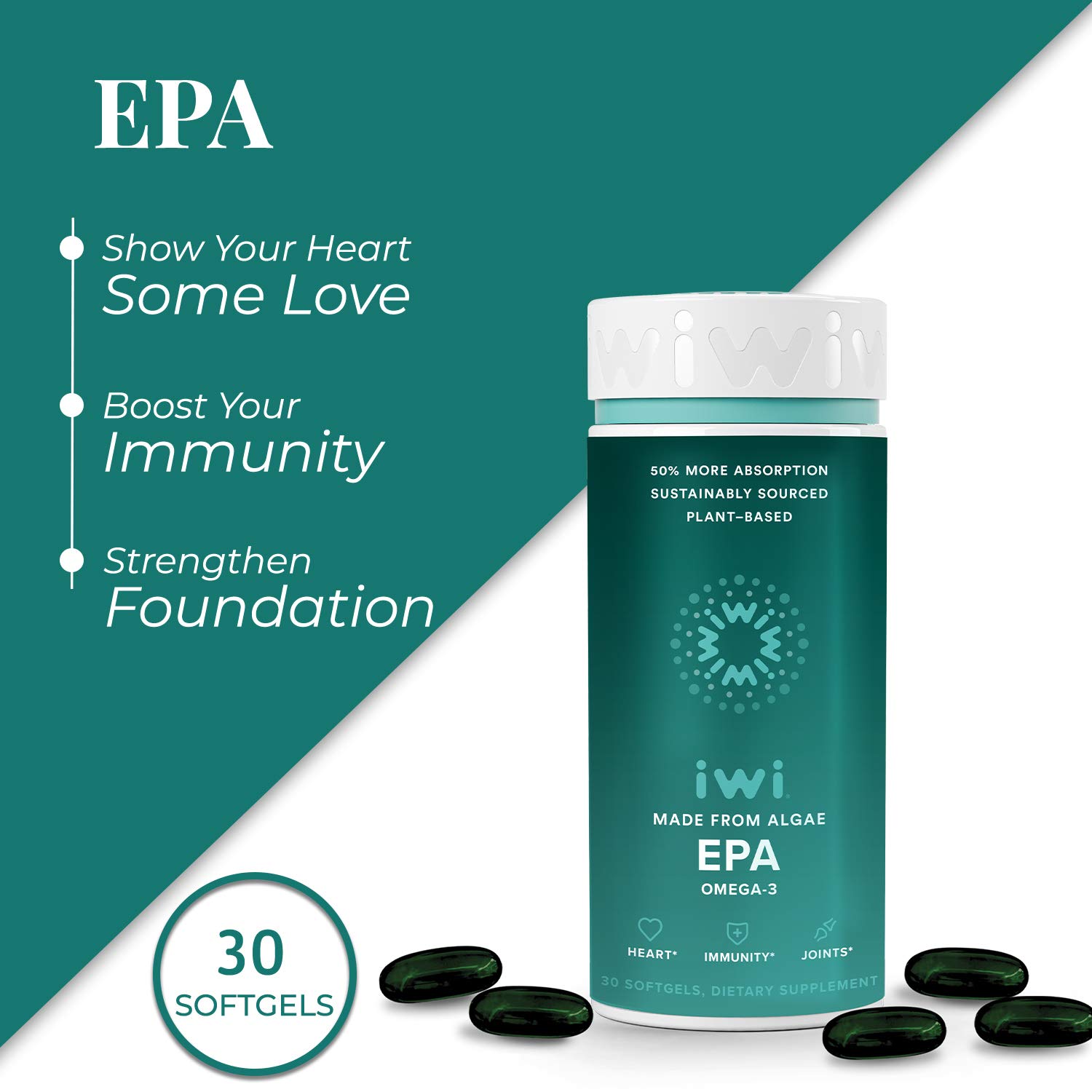 Foto 2 | Cápsulas De Gelatina Blanda De Aceite De Algas De La Epa De Omega-3 De Supplements Iwi Life - Venta Internacional.