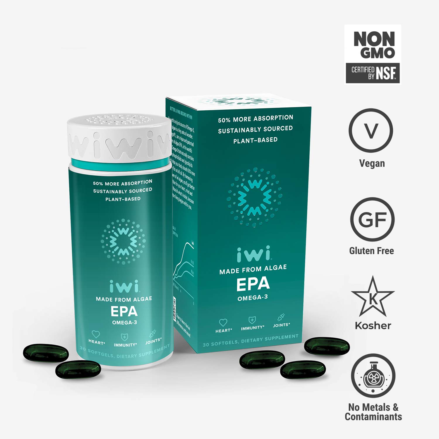 Foto 4 pulgar | Cápsulas De Gelatina Blanda De Aceite De Algas De La Epa De Omega-3 De Supplements Iwi Life - Venta Internacional.