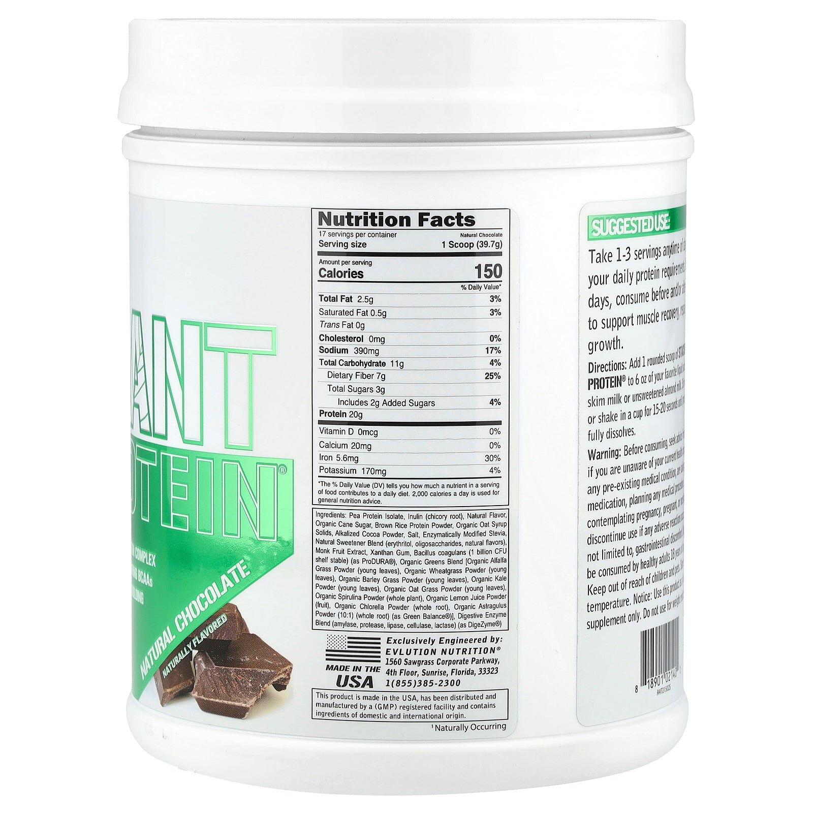 Foto 3 pulgar | Proteína En Polvo Evlution Nutrition Stacked Plant Chocolate 680 G - Venta Internacional.