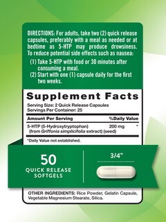 Foto 2 | Suplemento Nature's Truth 5htp 200 Mg Cápsulas 50 Unidades - Venta Internacional.