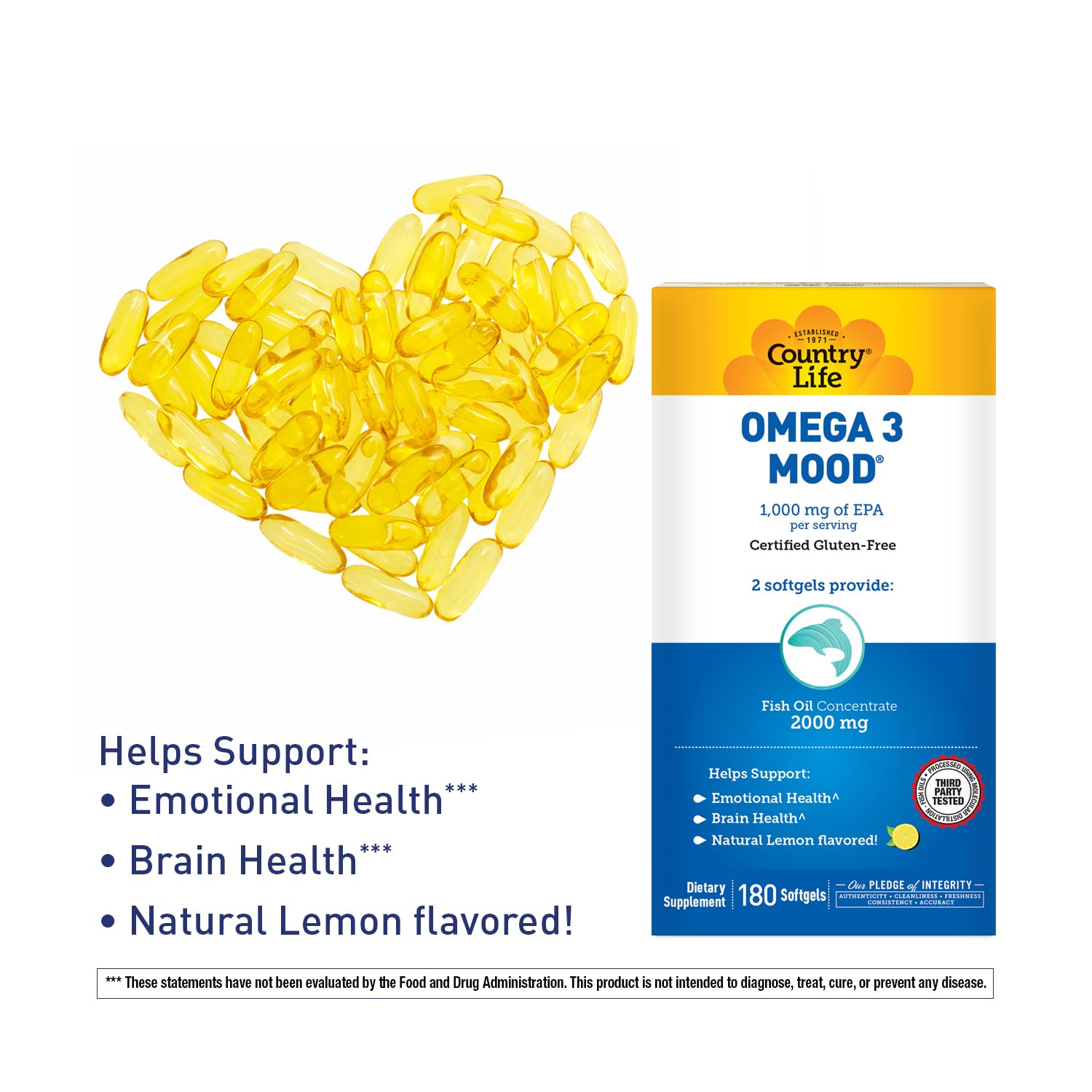 Foto 4 pulgar | Suplemento De Aceite De Pescado Omega 3 De Country Life De 2000 Mg Con Epa Y Dha - Venta Internacional.