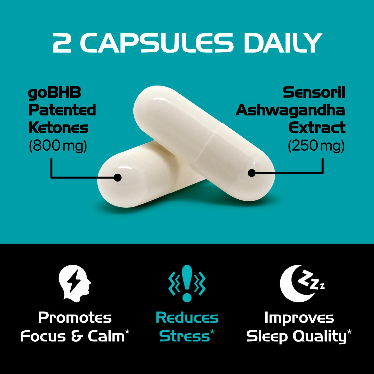Foto 5 pulgar | Suplemento: Real Ketones Stress Balance Sensoril Ashwagandha - Venta Internacional.