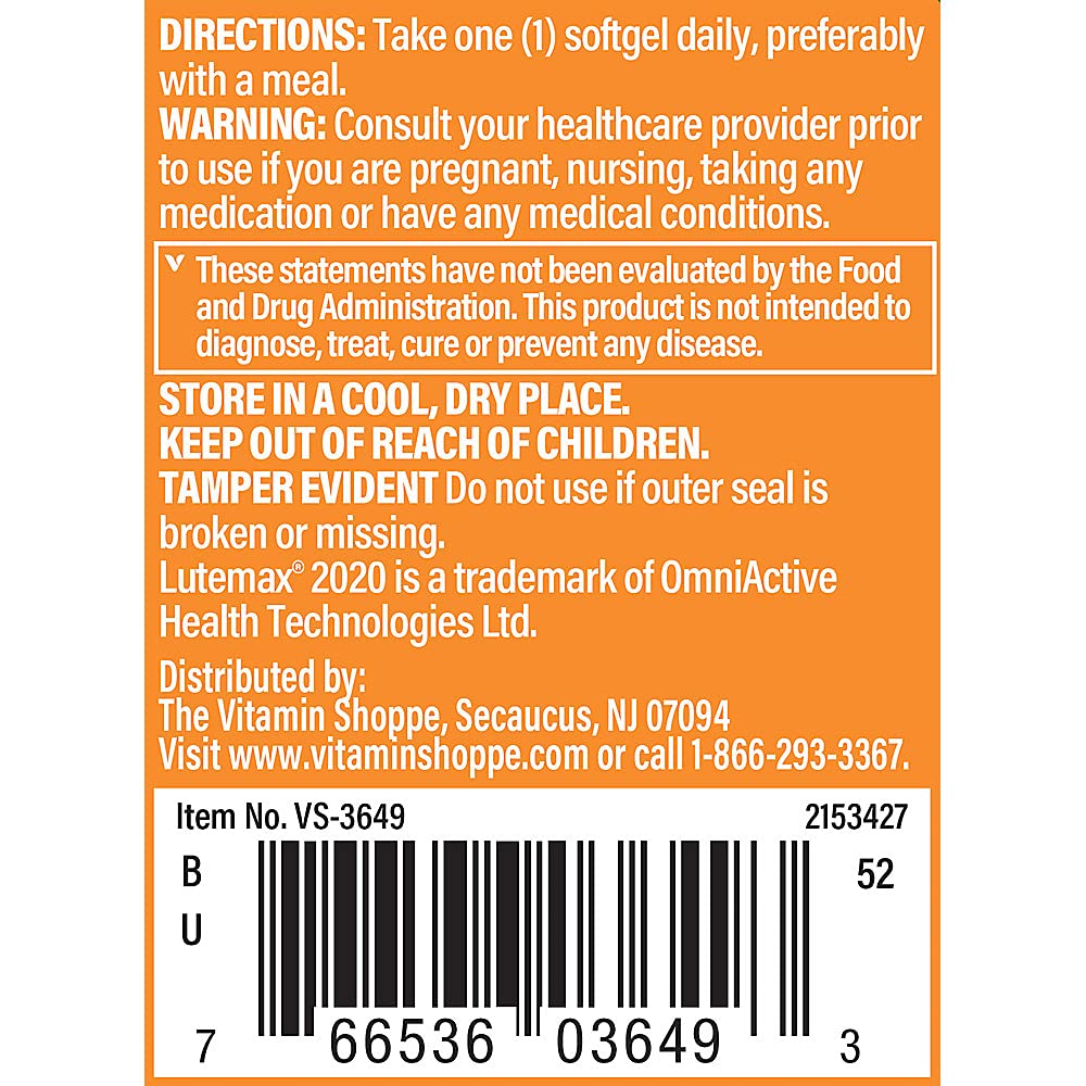 Foto 5 | Suplemento De Luteína De Alta Potencia De The Vitamin Shoppe  40 Mg  60 Cápsulas Blandas - Venta Internacional.