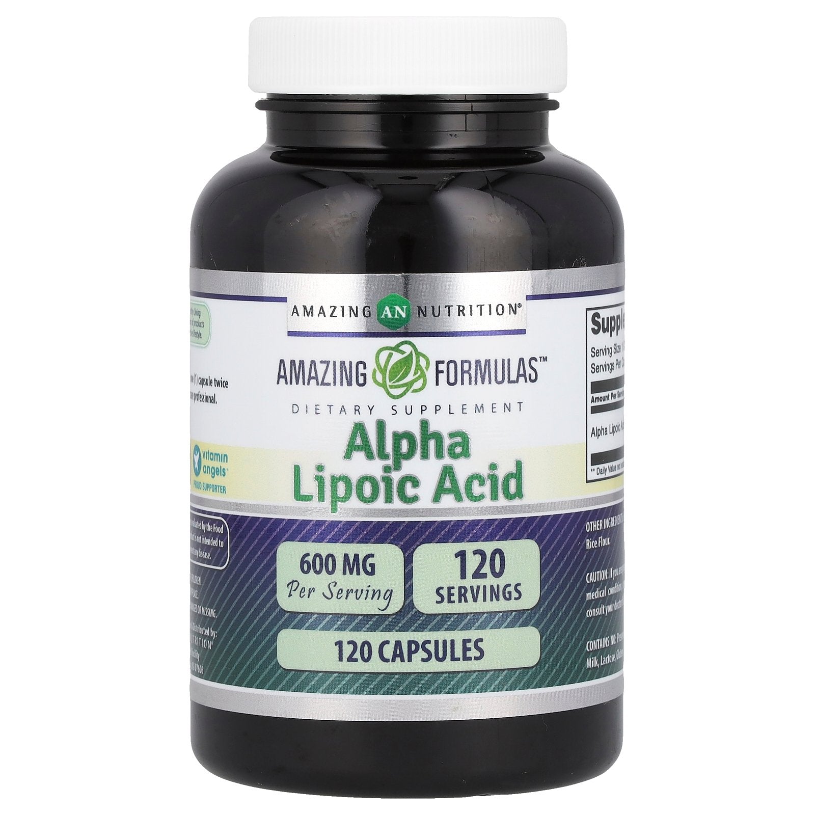 Foto 2 pulgar | Suplemento De Ácido Alfa Lipoico De Amazing Nutrition 600 Mg 120 Cápsulas - Venta Internacional.