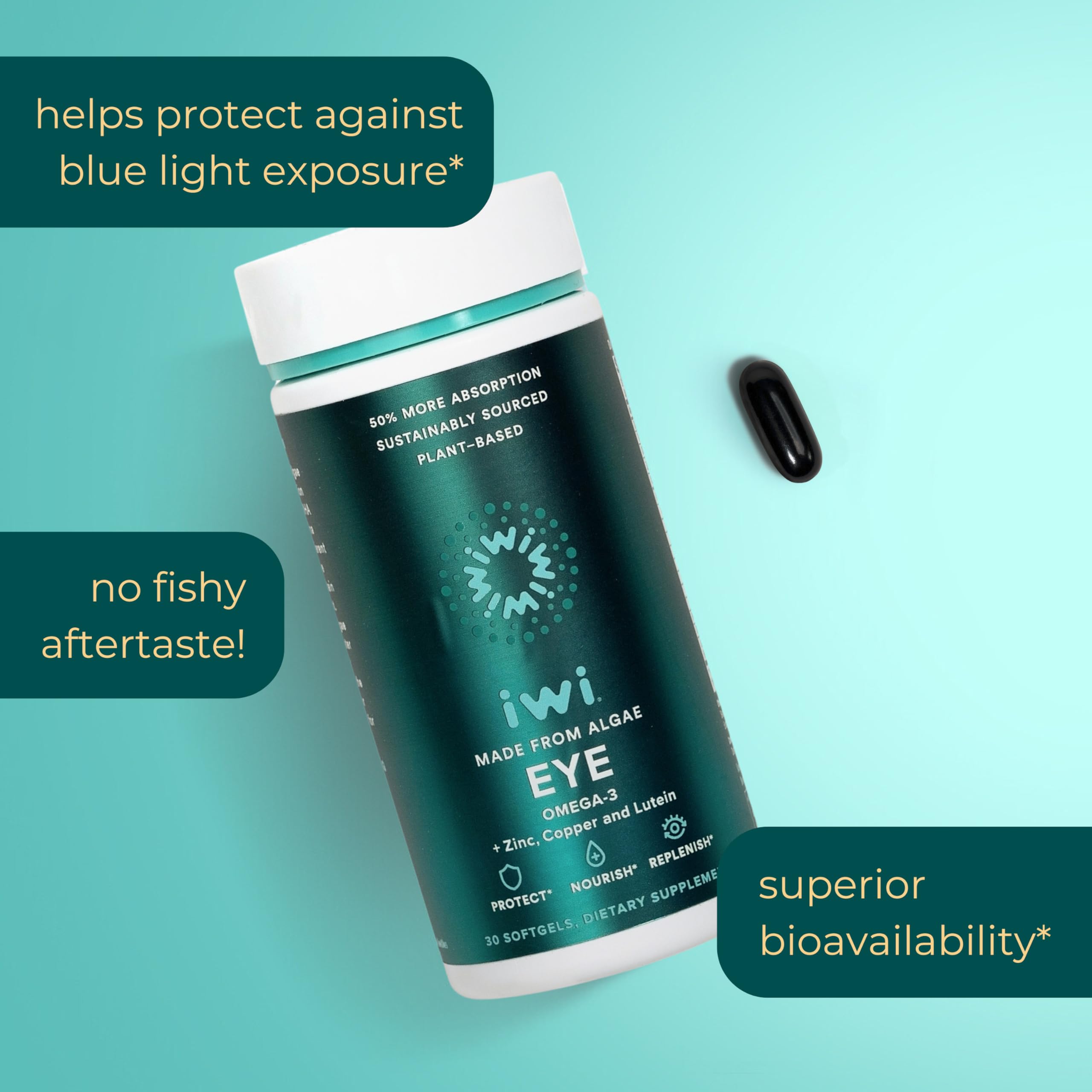 Foto 4 | Suplemento Iwi Life Eye Omega-3 30 Cápsulas Blandas Veganas A Base De Algas - Venta Internacional.