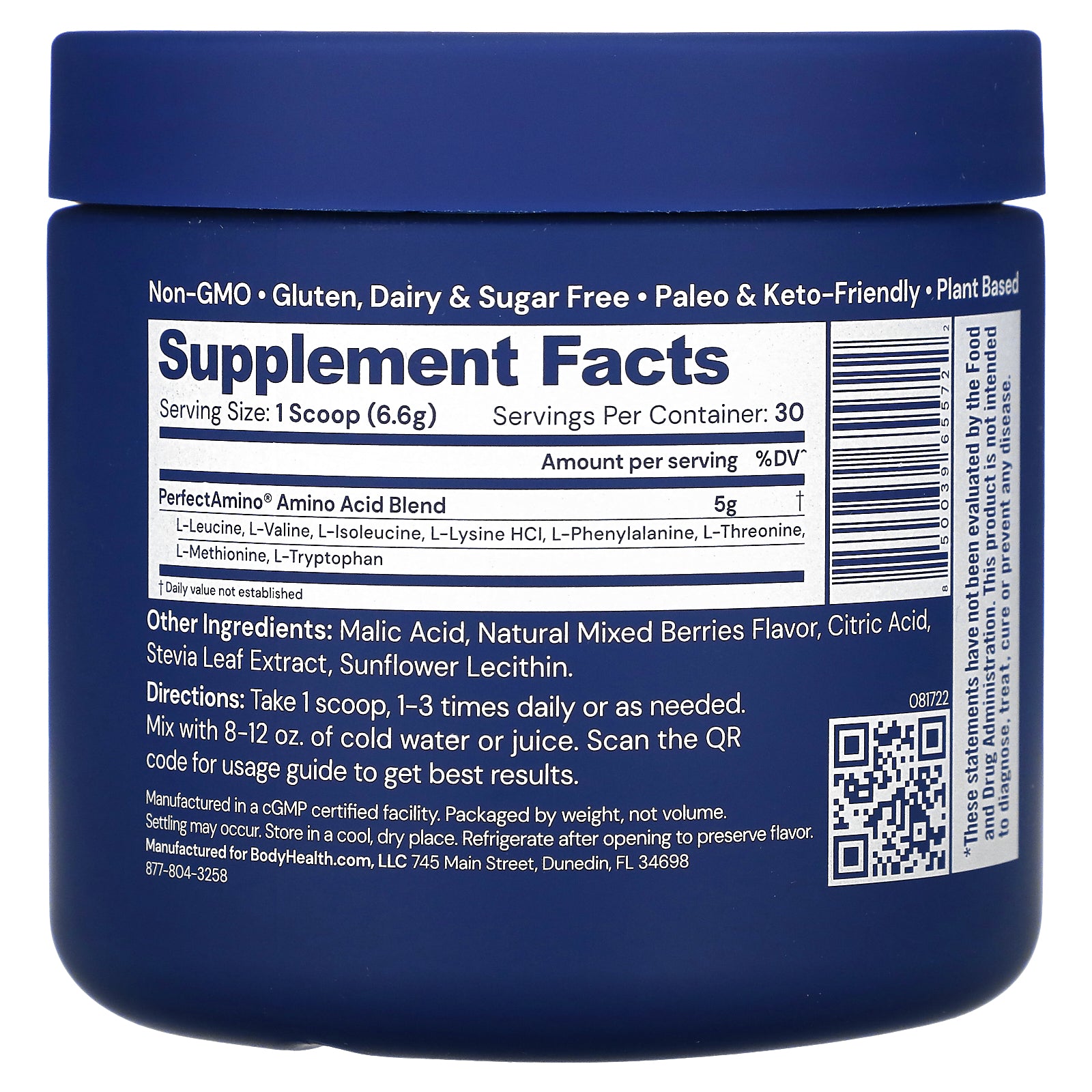 Foto 3 pulgar | Suplemento Bodyhealth Perfect Amino Mixed Berry 198 G - Venta Internacional.