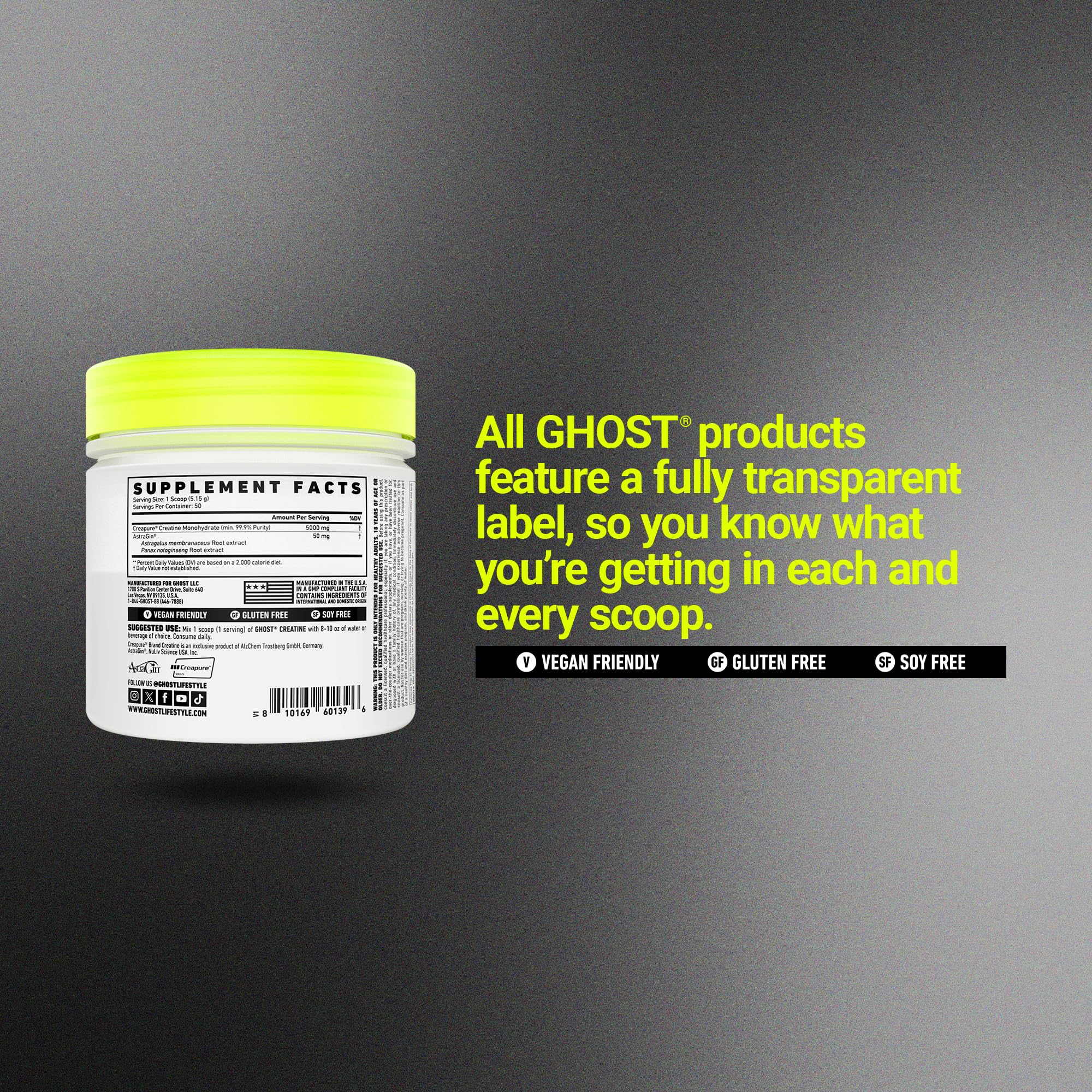 Foto 6 pulgar | Suplemento De Monohidrato De Creatina En Polvo Ghost Basics 250 G - Venta Internacional.