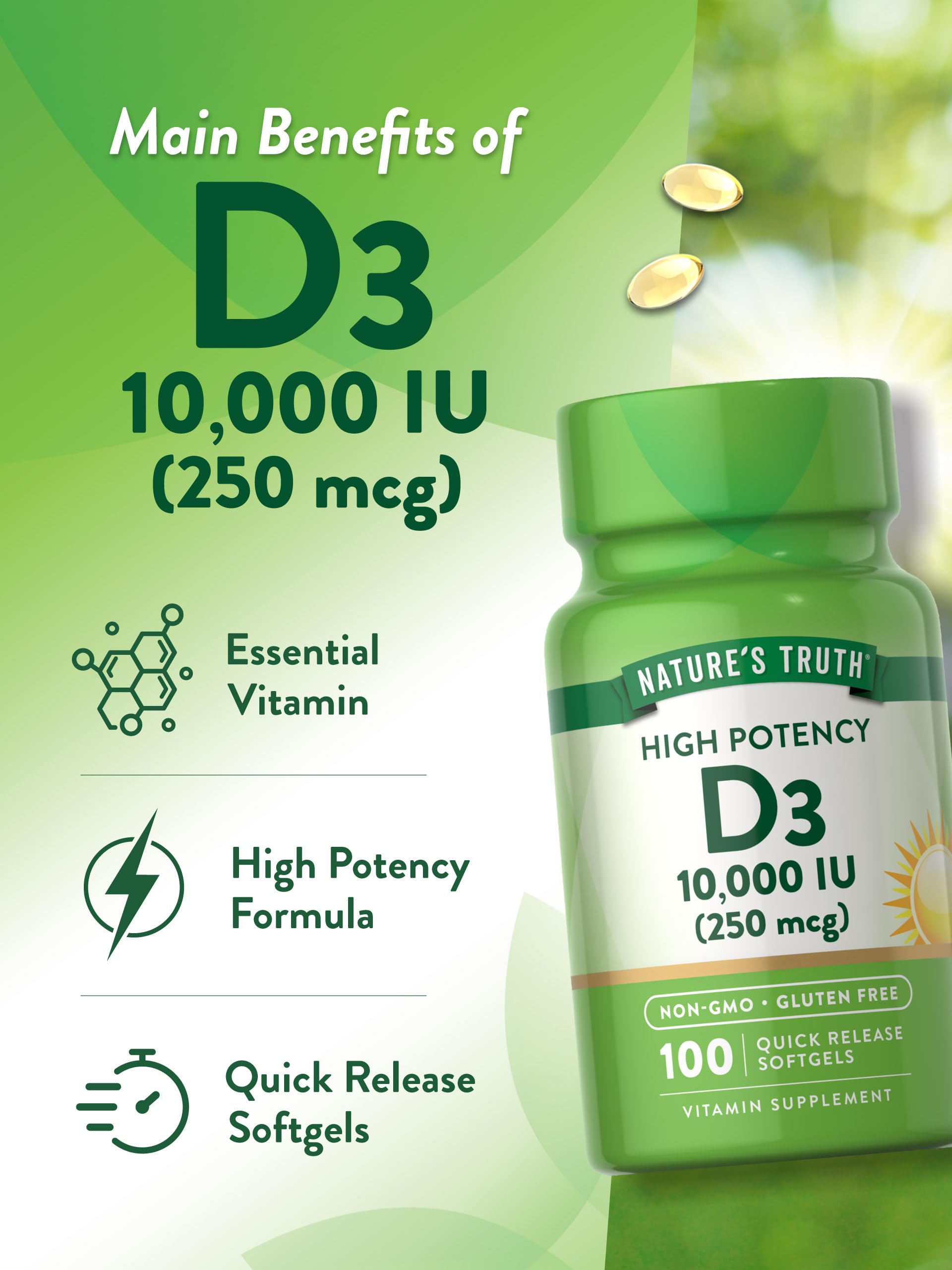 Foto 6 pulgar | Suplemento De Vitamina D3 De Nature's Truth  10 000 Ui  Cápsulas Blandas  100 Unidades - Venta Internacional.